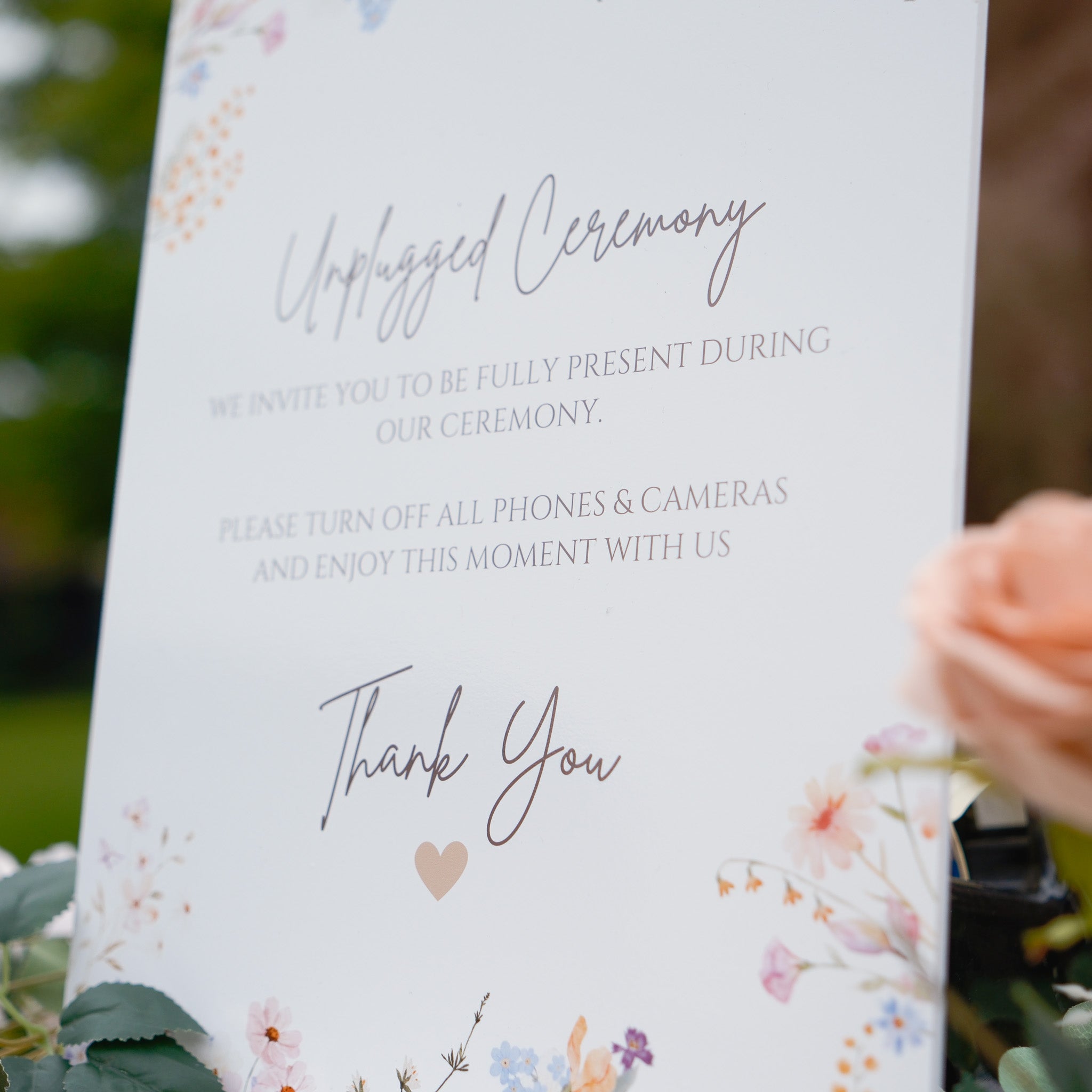 Floral Unplugged ceremony sign