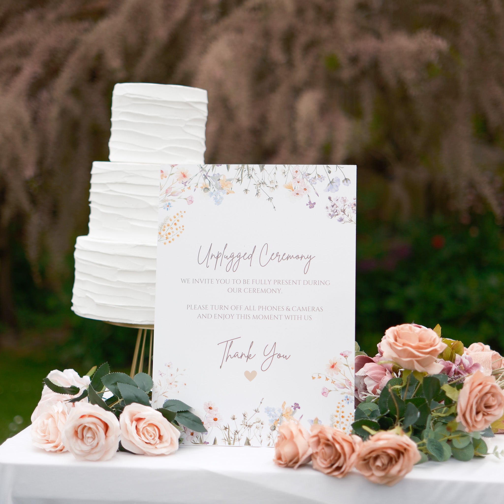 Unplugged ceremony sign for wedding