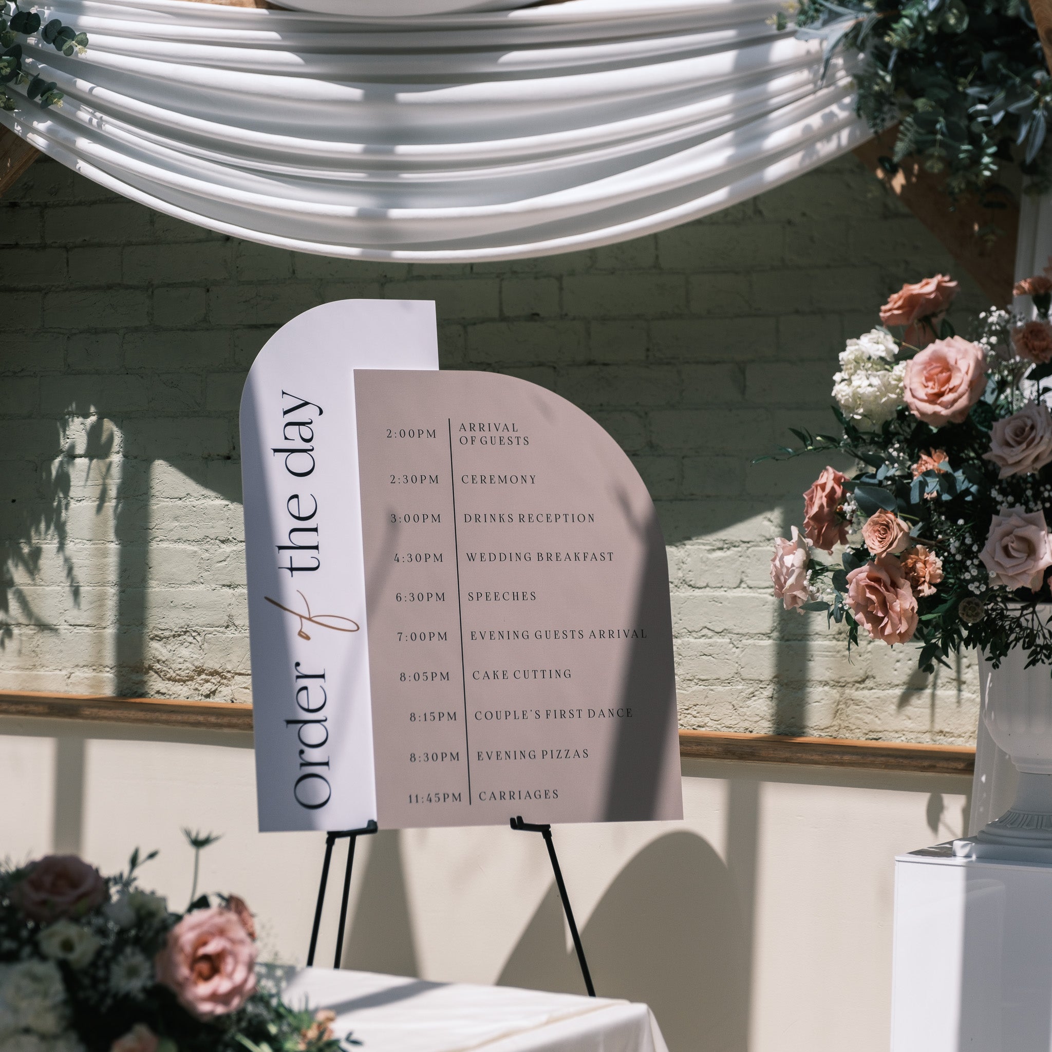 wedding timeline sign