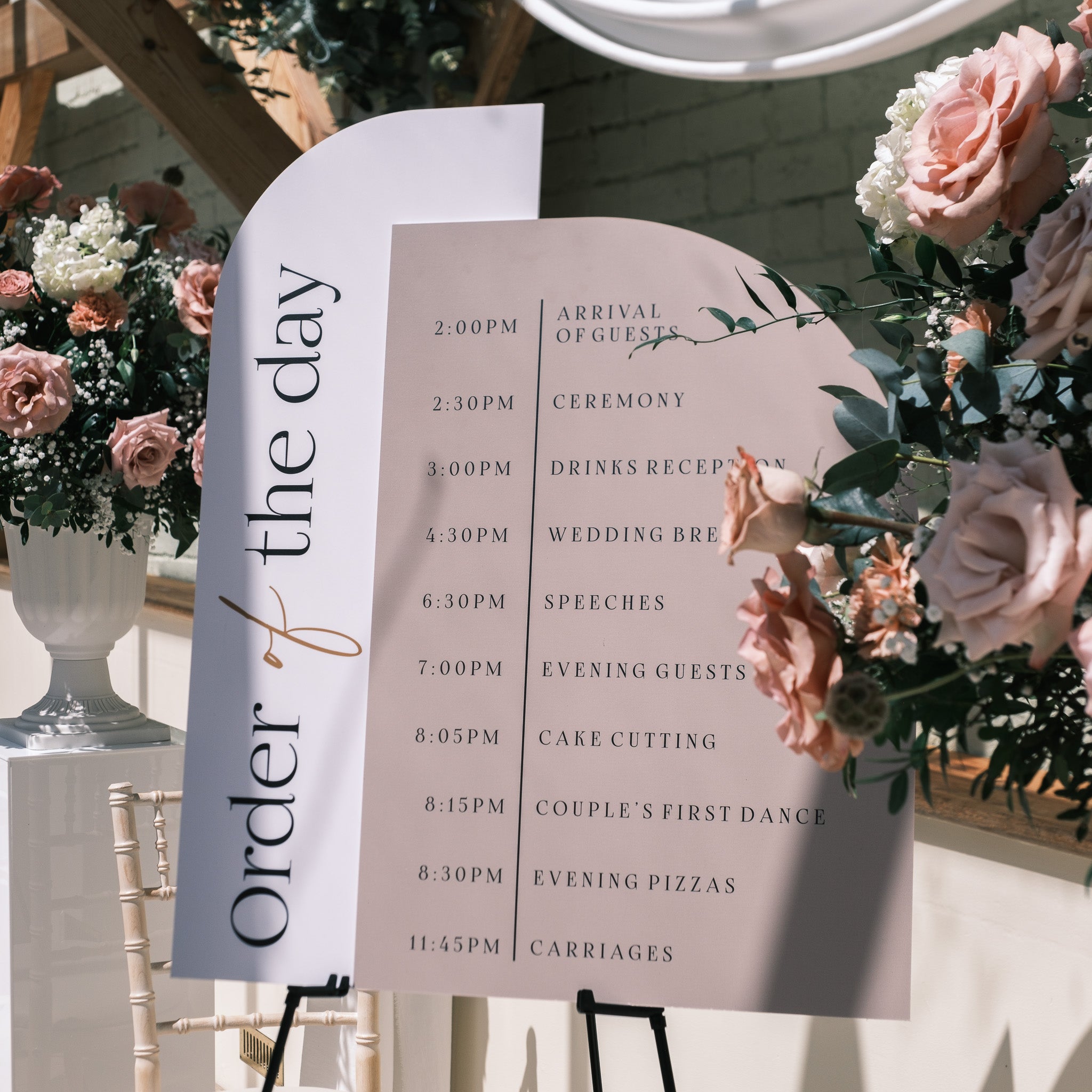 Foamex wedding timeline sign