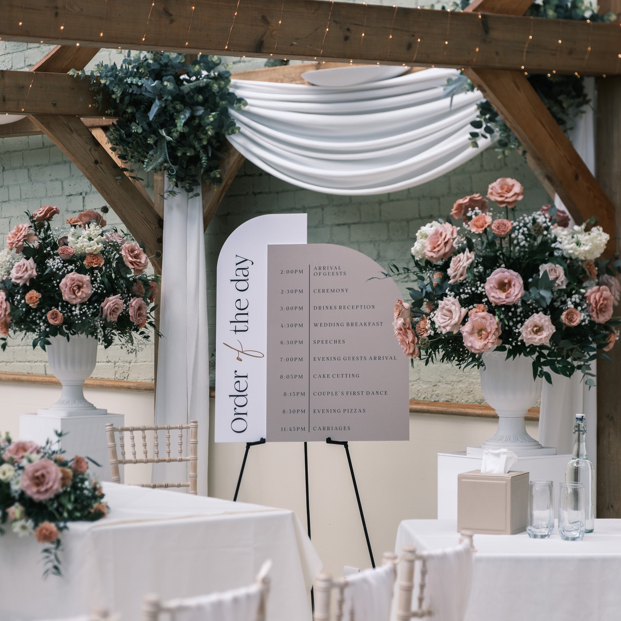 personalised order of the day wedding sign
