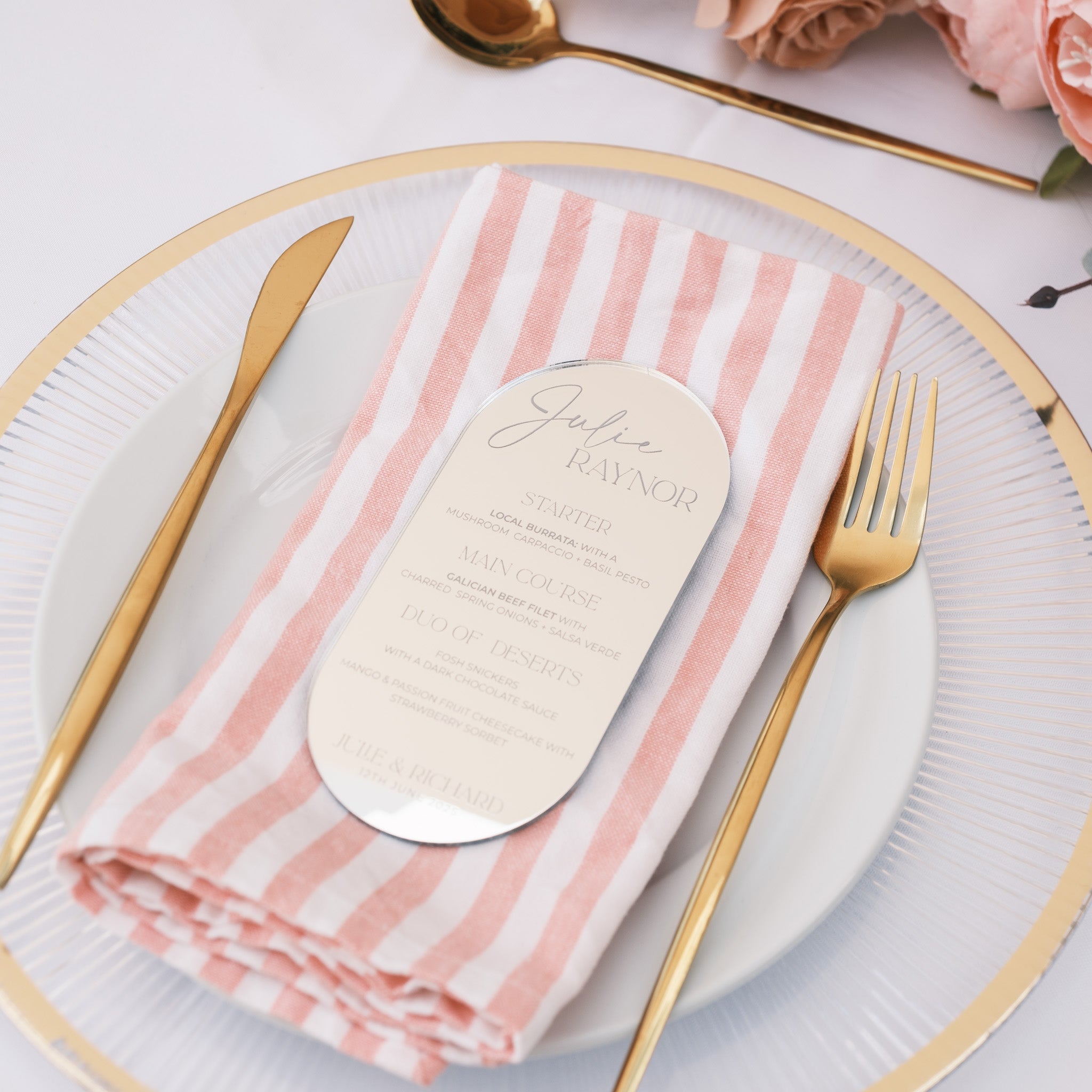 Wedding menu name place cards