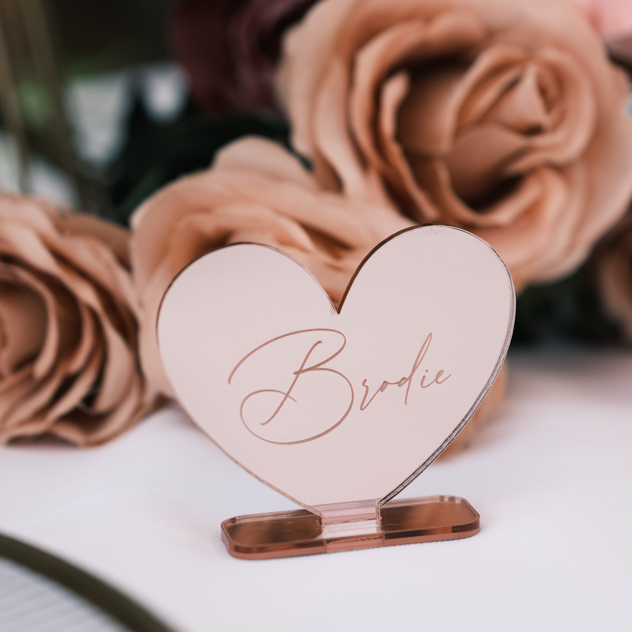 wedding heart place name with stand