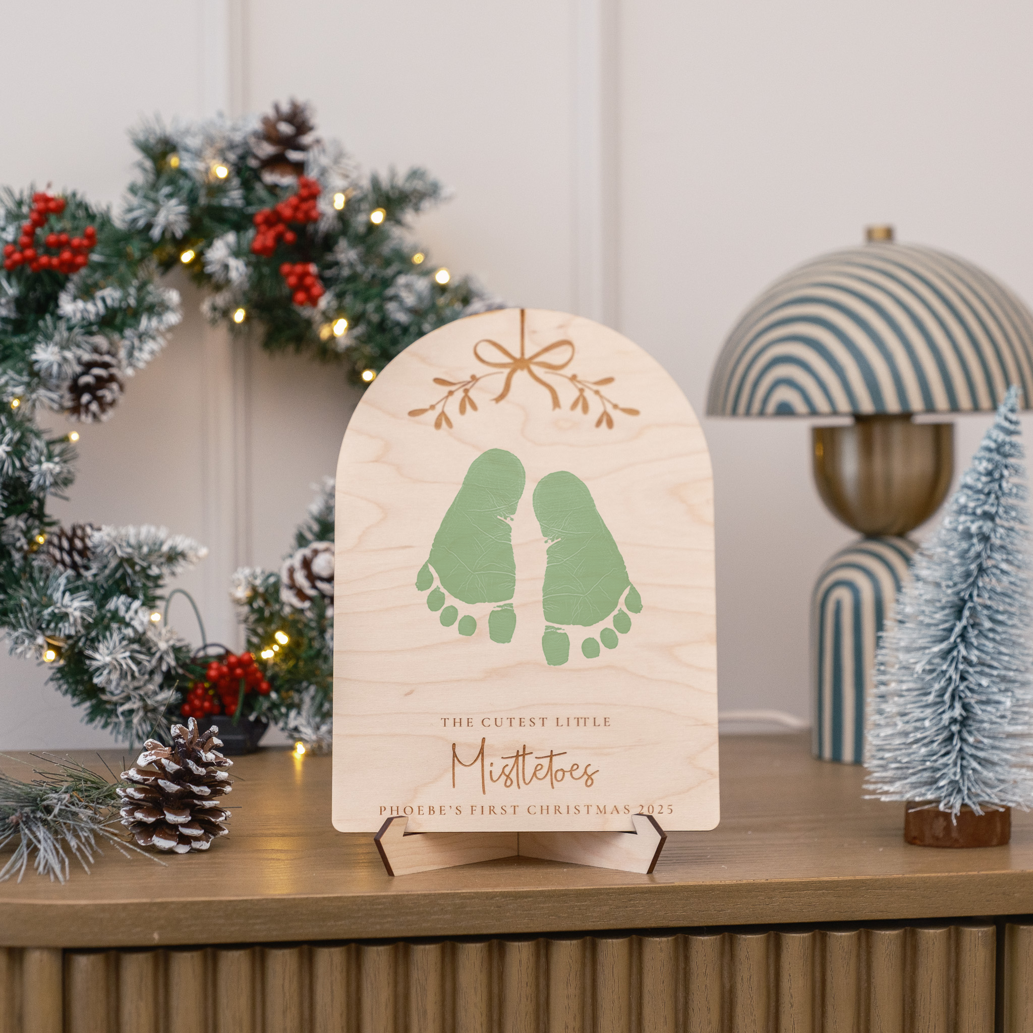Babies First Christmas Foot Print Plaque - Mistletoes