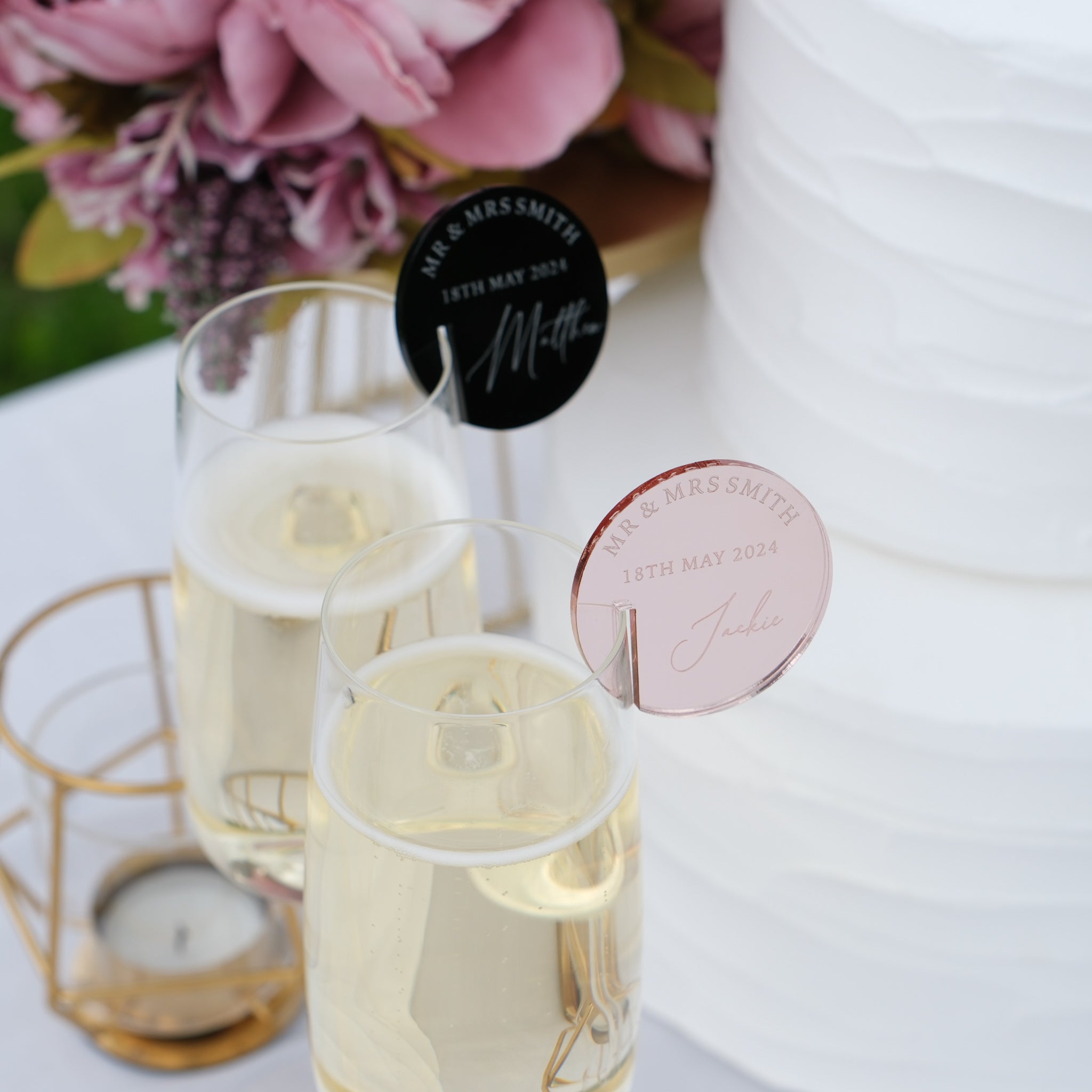 Wedding acrylic drink toppers