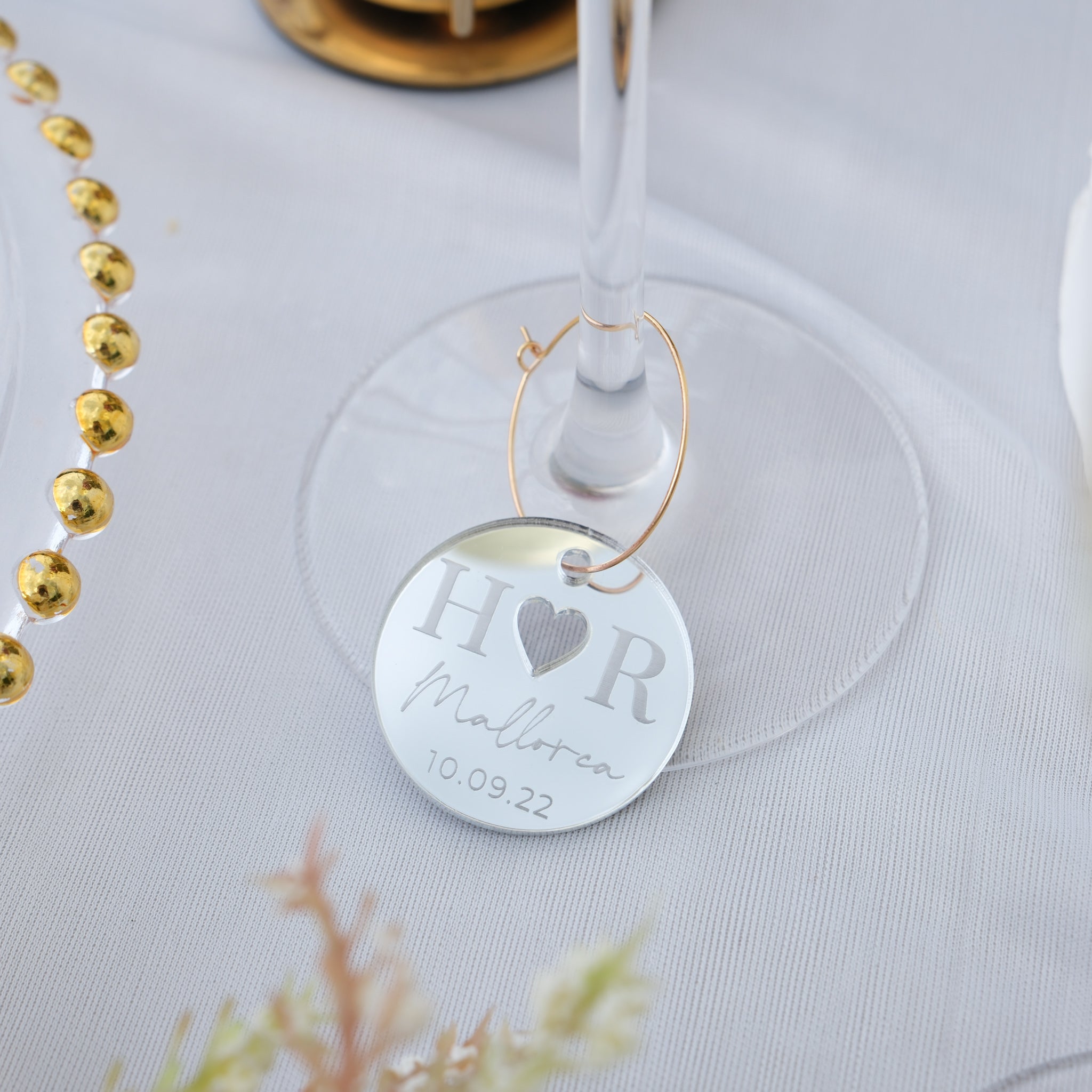 Wine glass charms for weddings