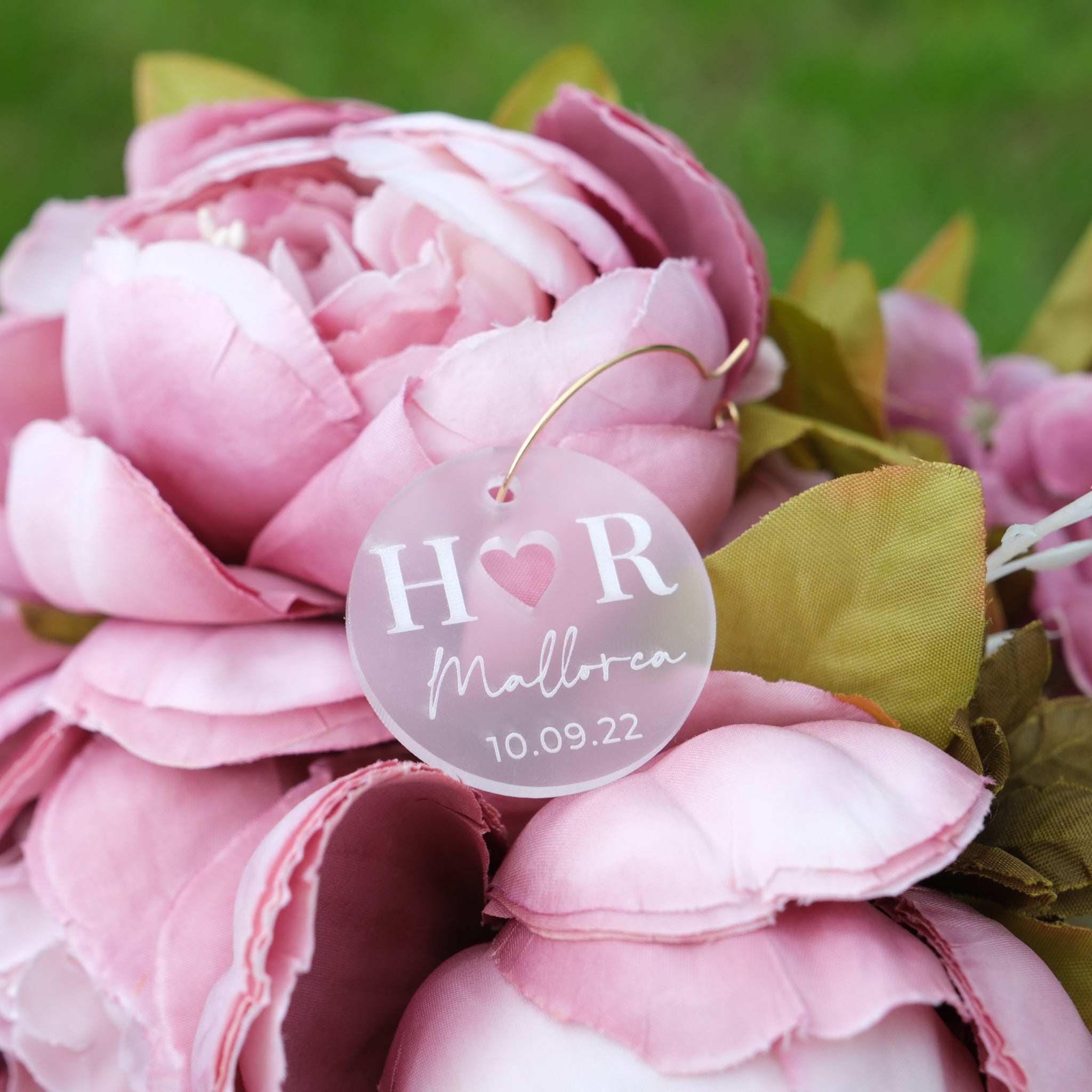 Personalised weddings glass tags