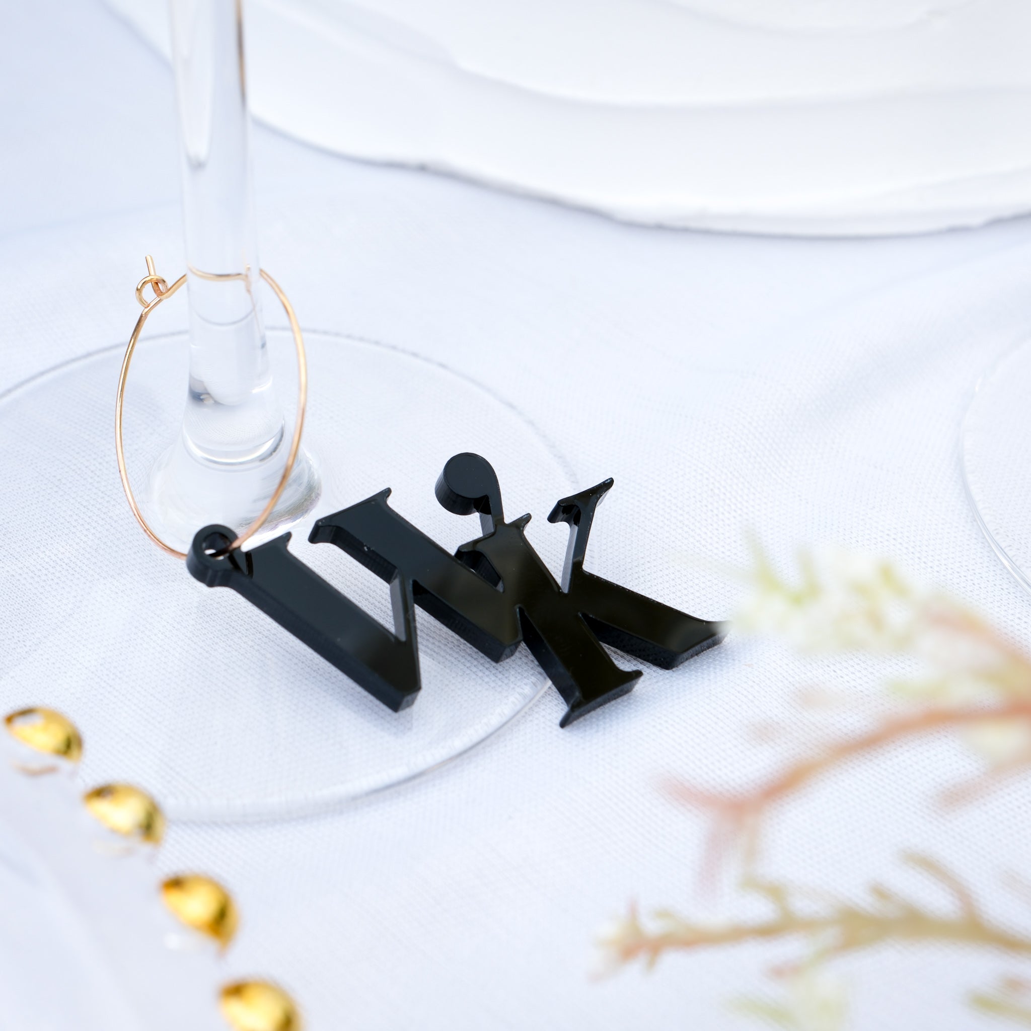 Wedding Initials wine glass charms