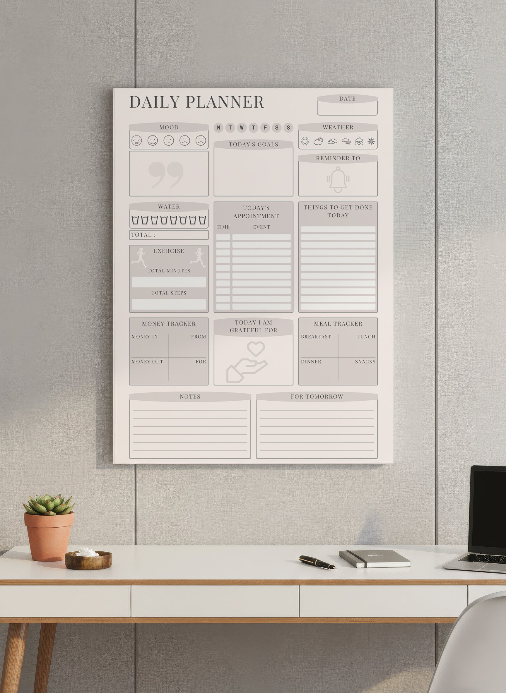 Daily Wall Planner & Habit Tracker – Dry Erase Visual Planner