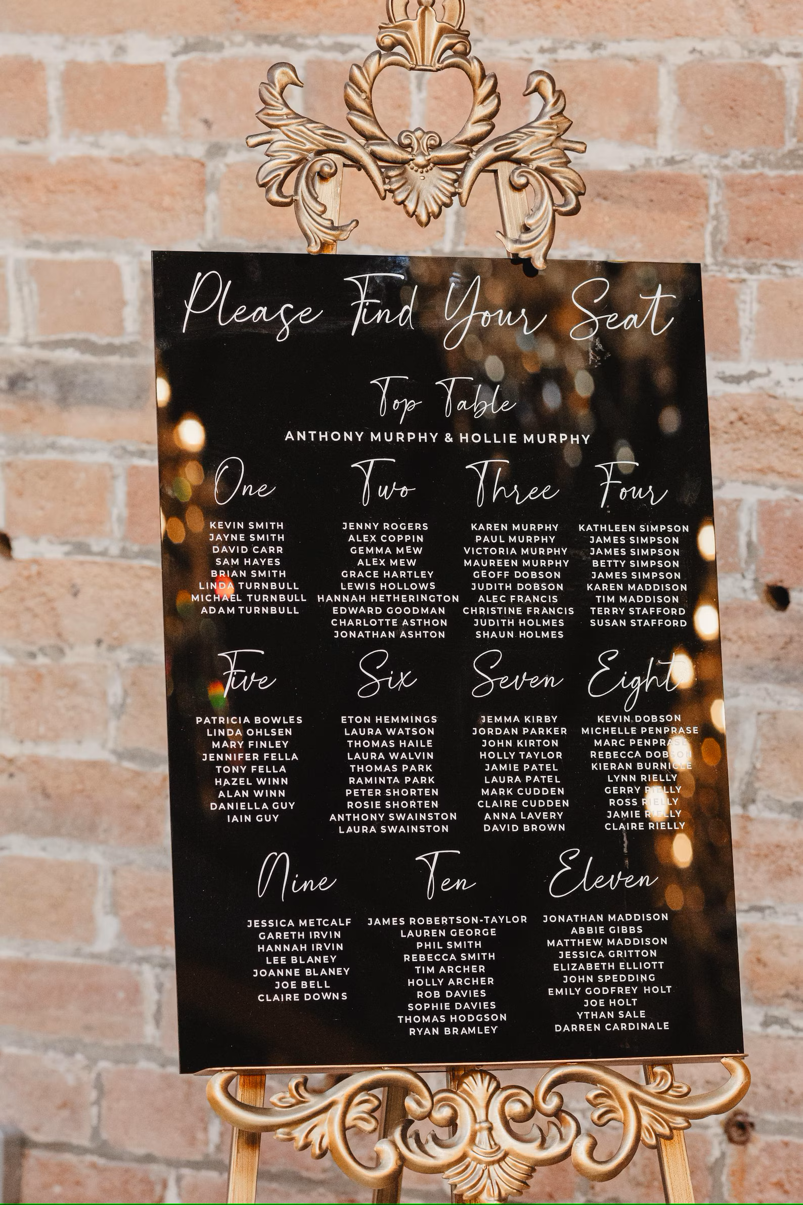Monochrome seating plan