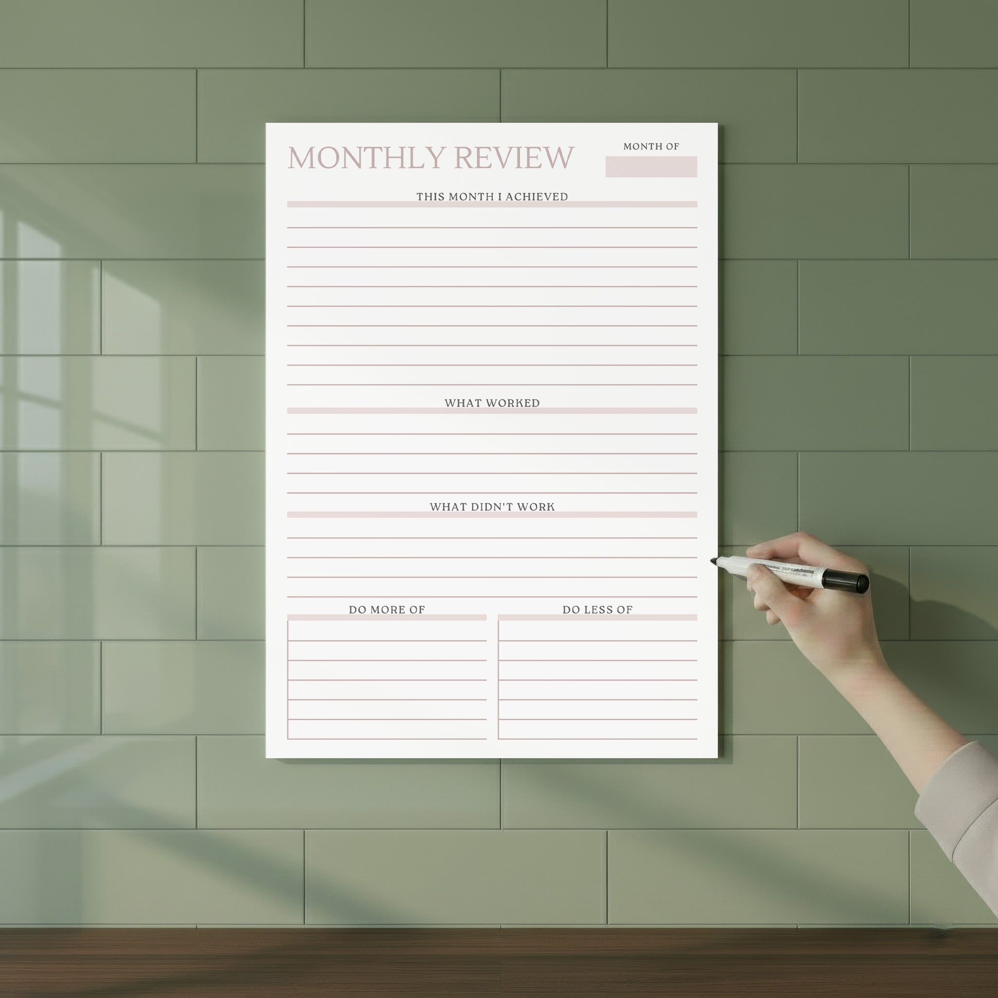 Monthly review planner