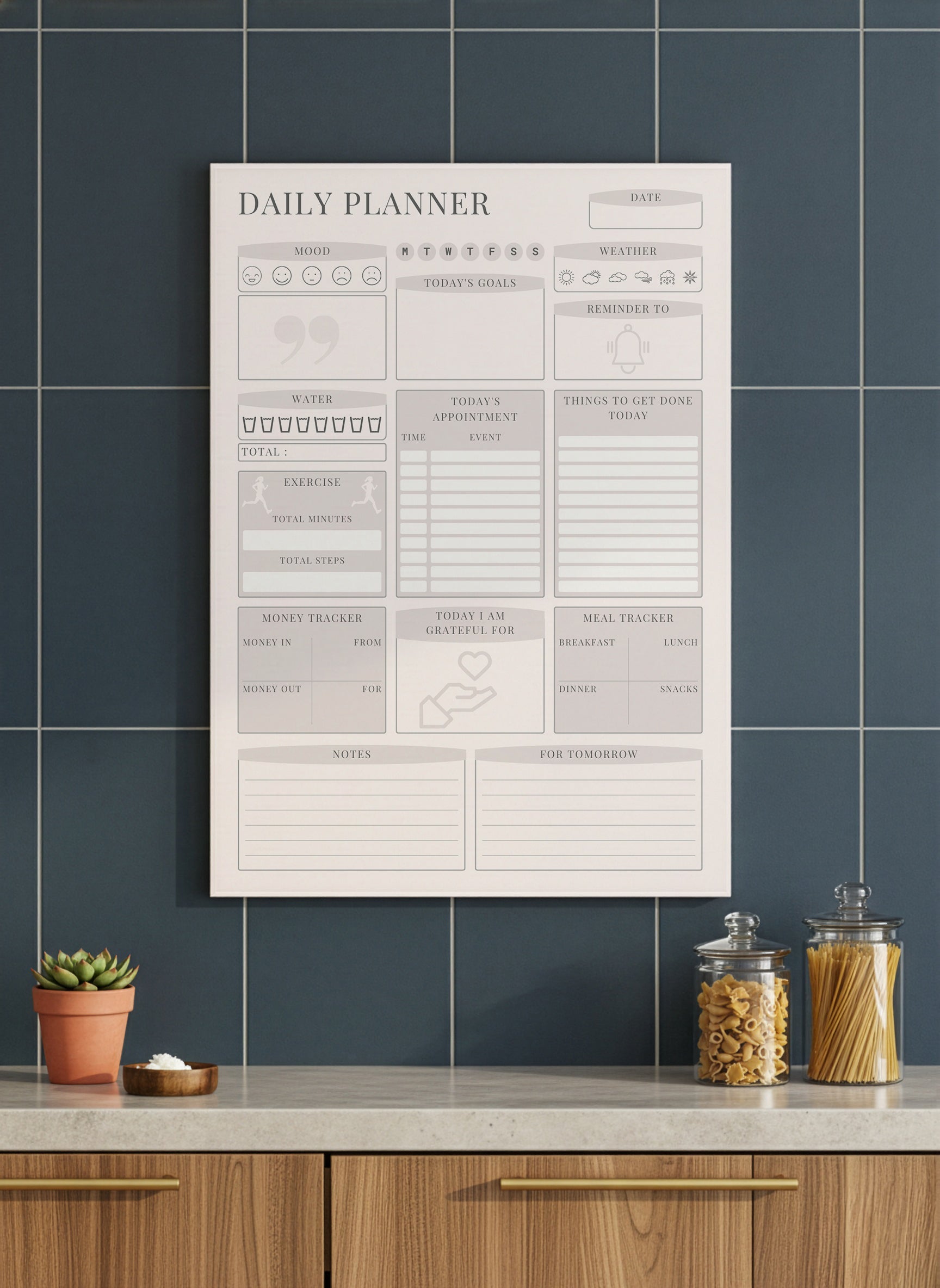 Daily Wall Planner & Habit Tracker – Dry Erase Visual Planner