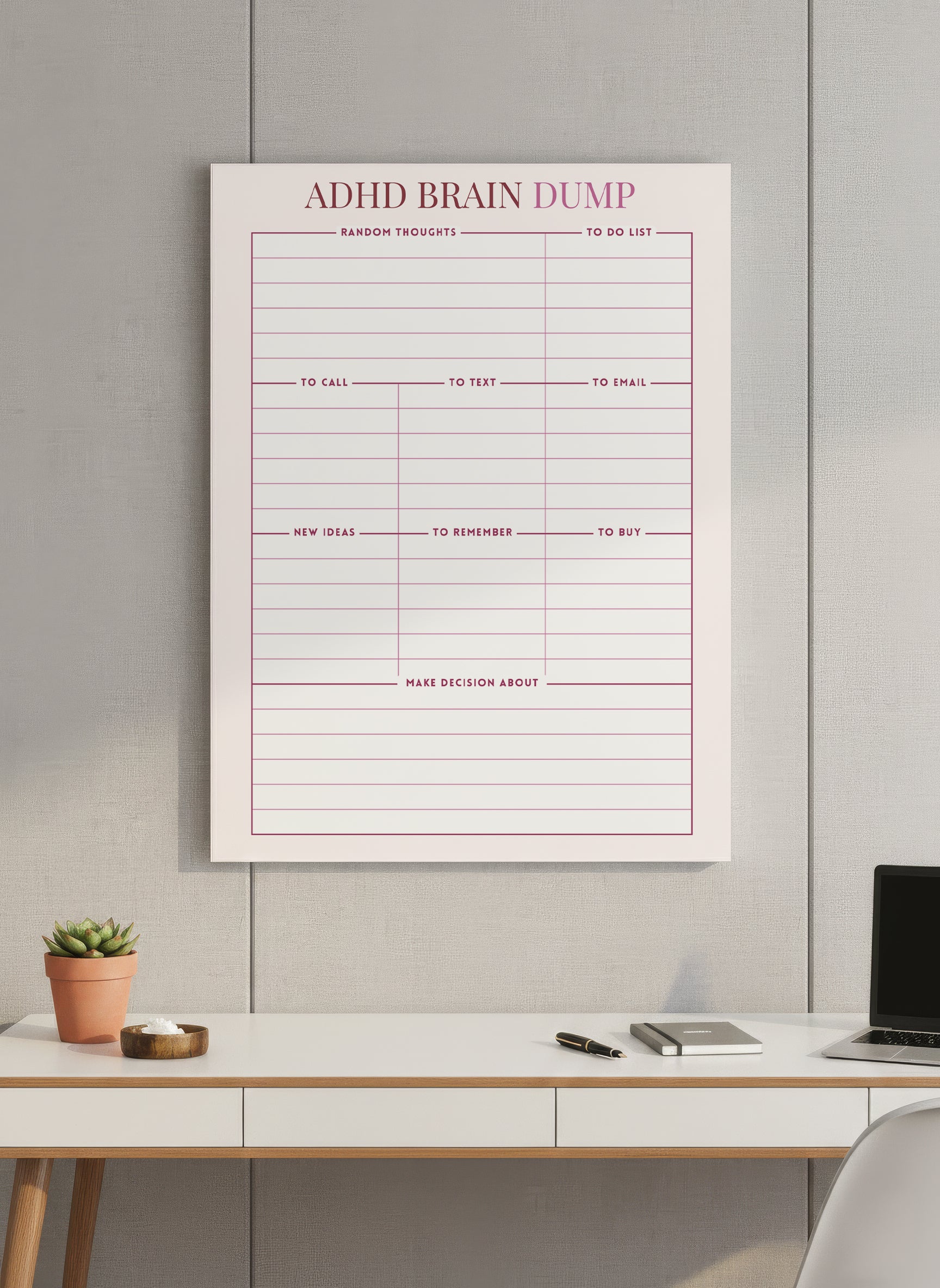 ADHD Brain Jump Planner – Dry Erase Wall Planner