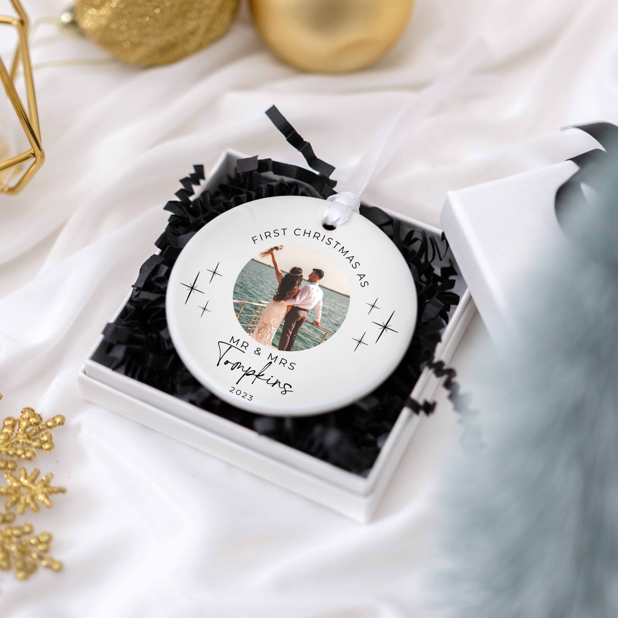 First christmas photo bauble