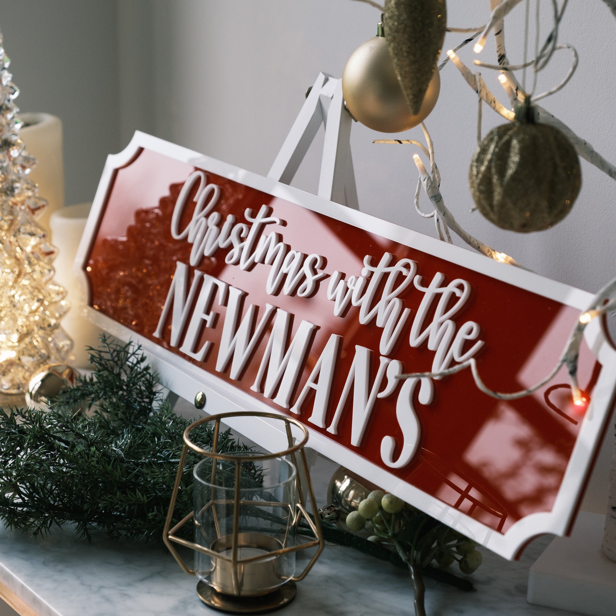 christmas with the personalised fire place mantel decor