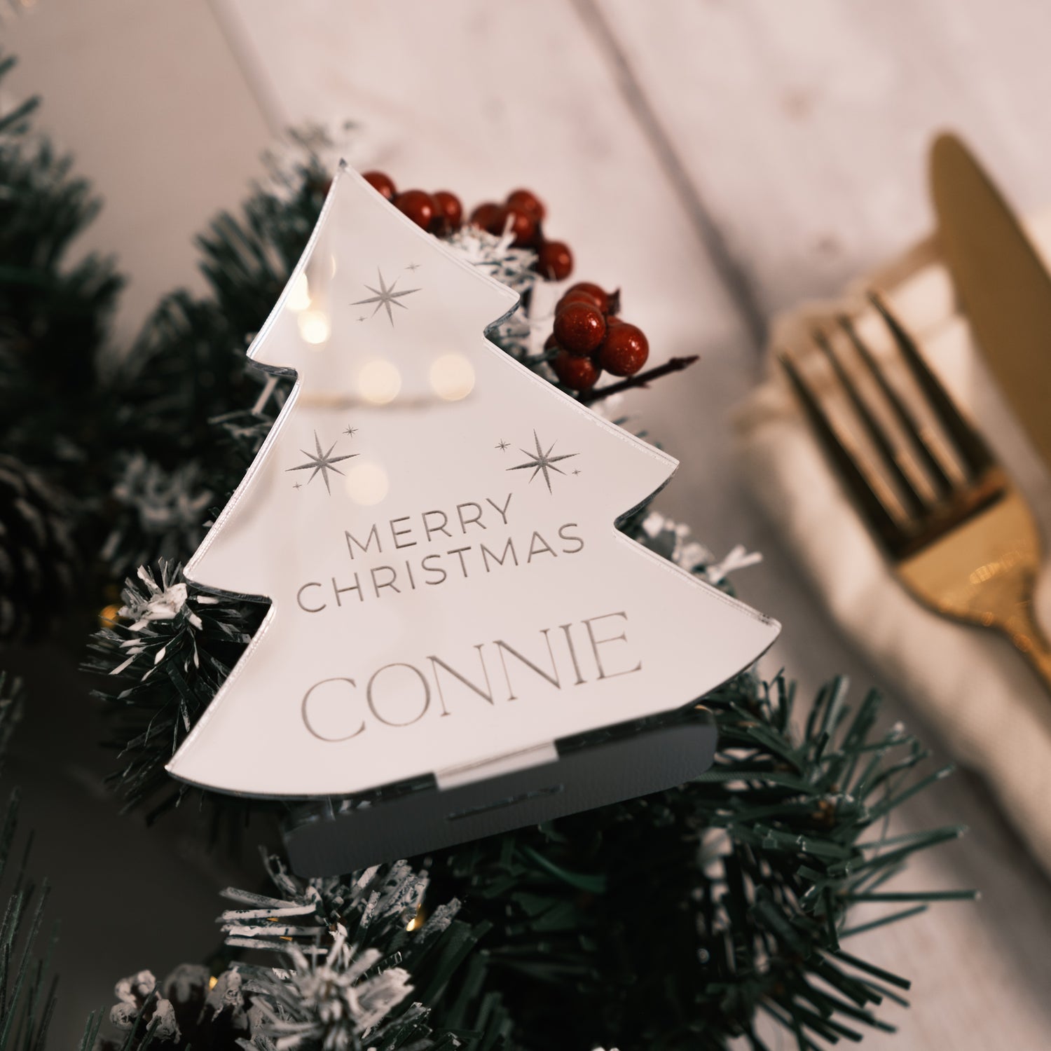 christmas name tags table decor