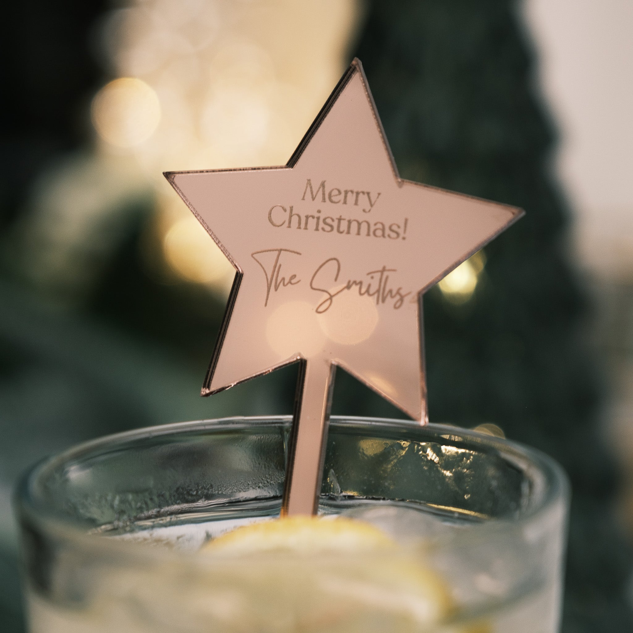 christmas wishes personalised cocktail stirrer