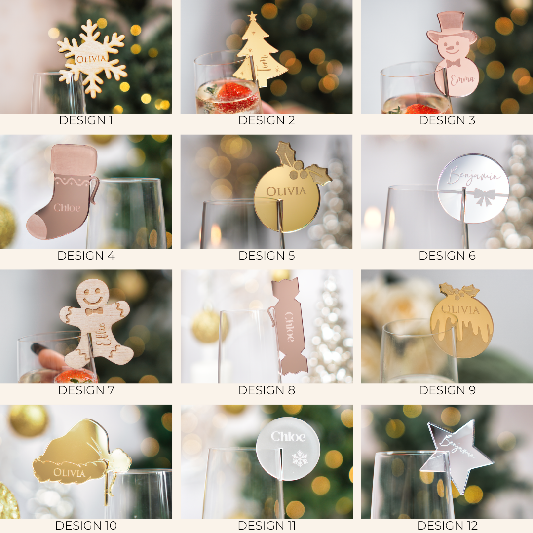 Personalised Christmas Star Drink Charms