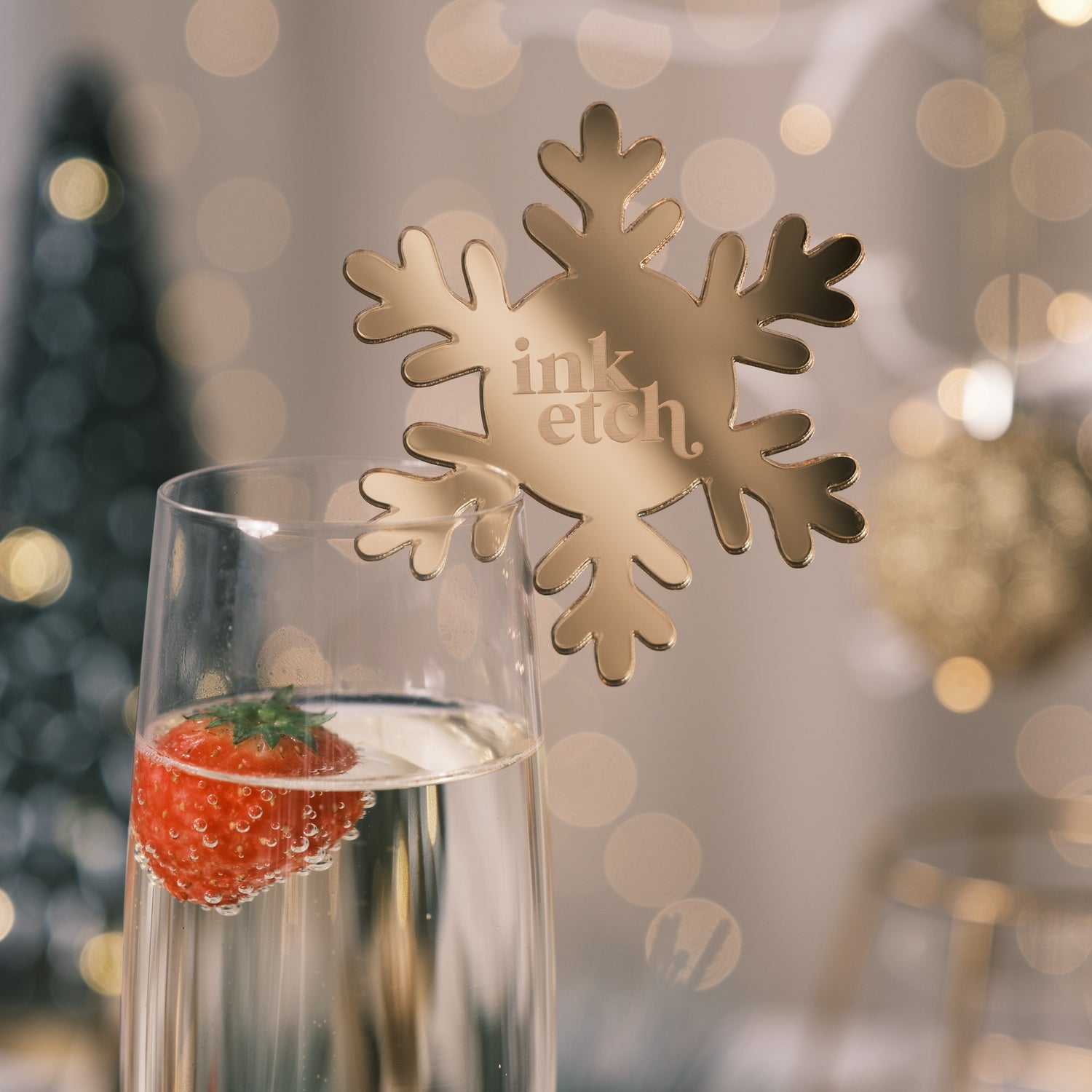 christmas snow flake drink topper
