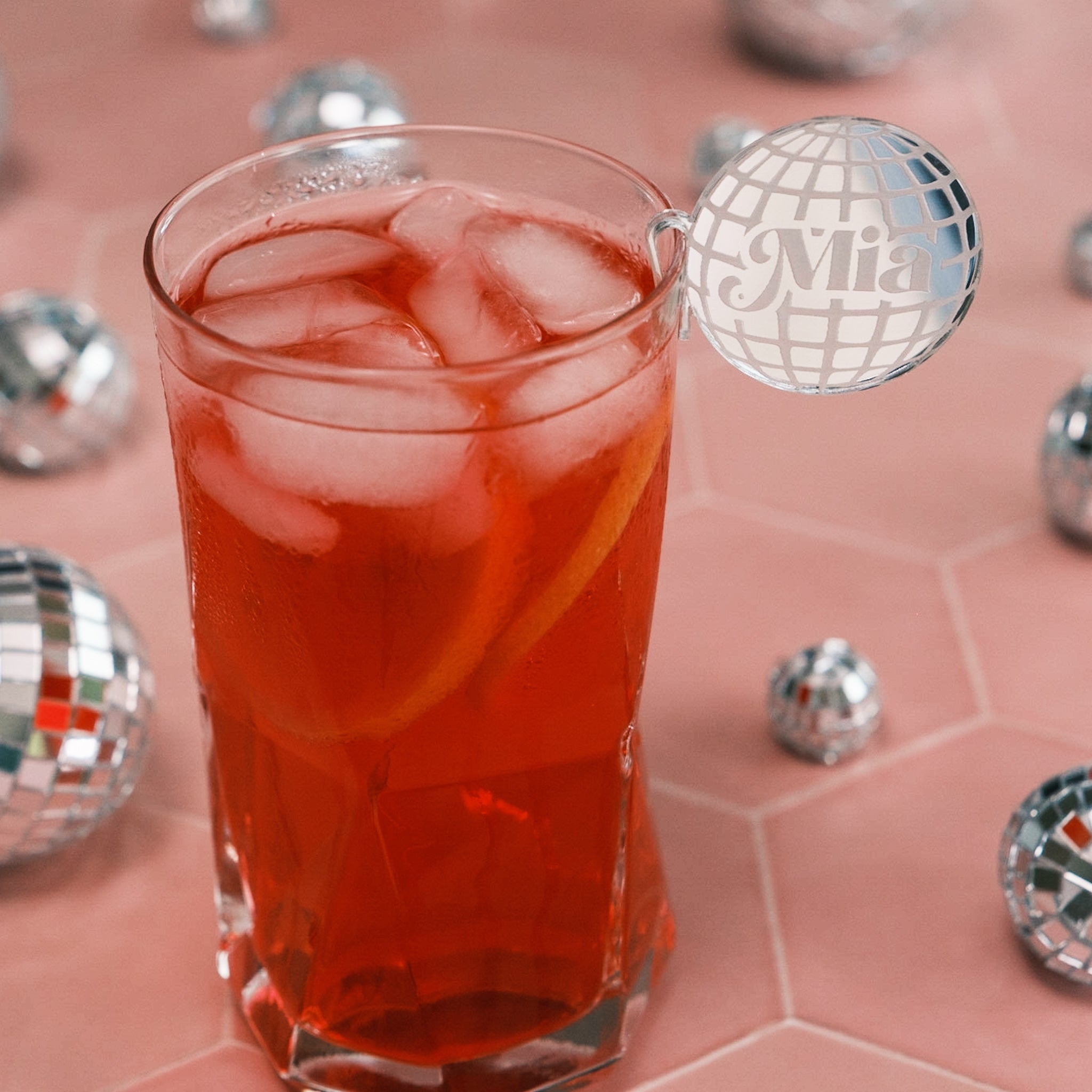 Disco ball drink topper
