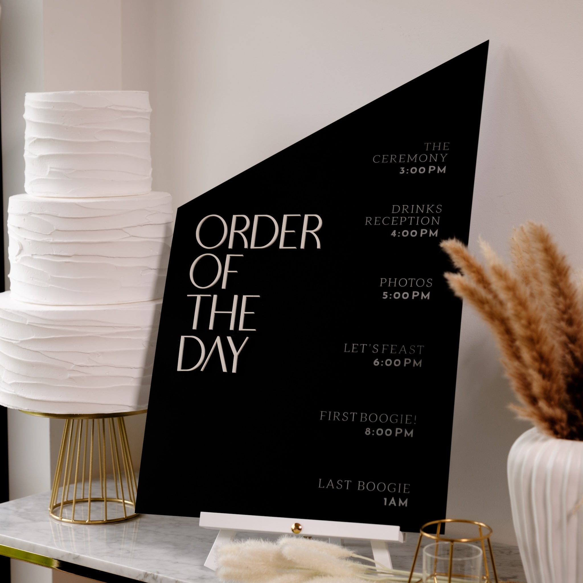 order of the day wedding timeline sign