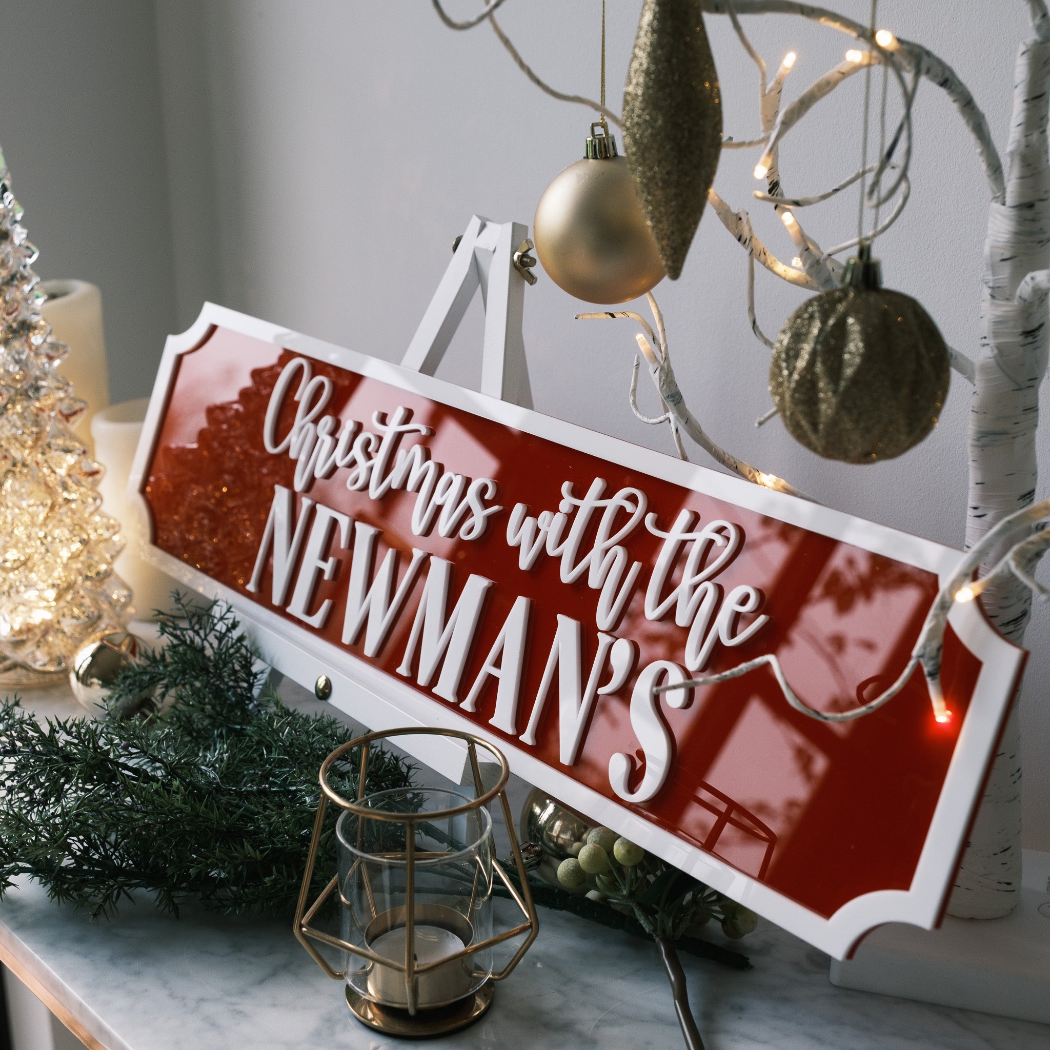 personalised street sign traditional christmas decorations