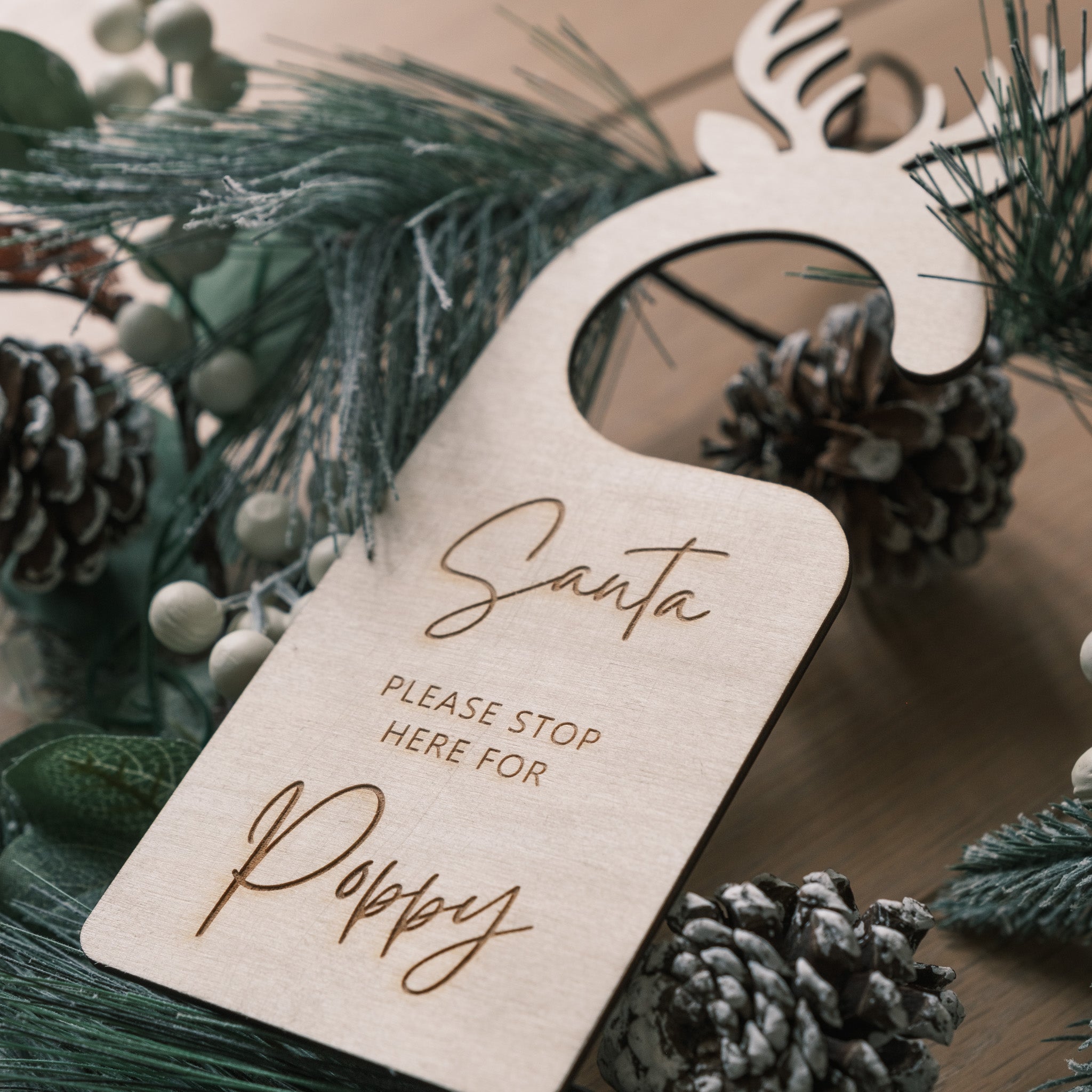 santa door hanger stop here sign