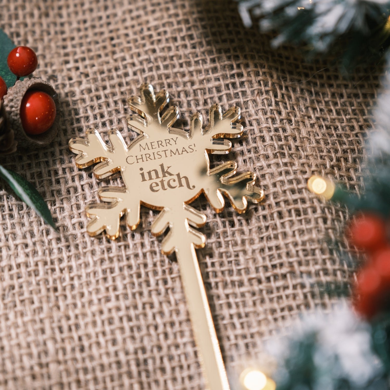 snowflake branded christmas corporate event decor