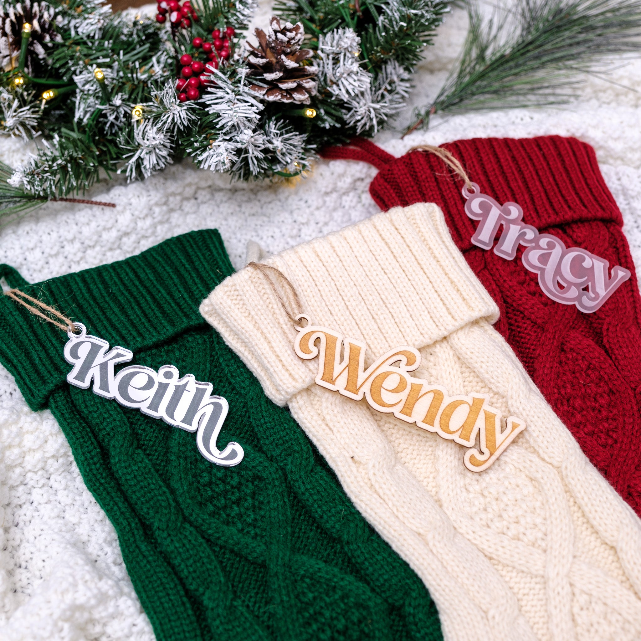 Stocking with name tag
