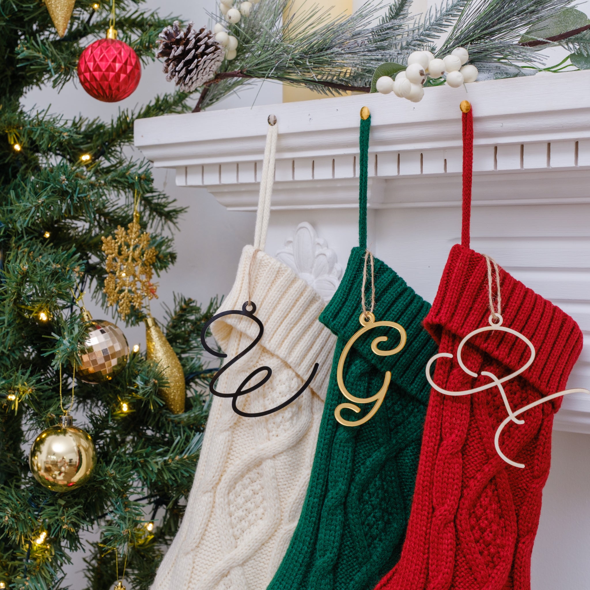 Customised Christmas stocking with tags