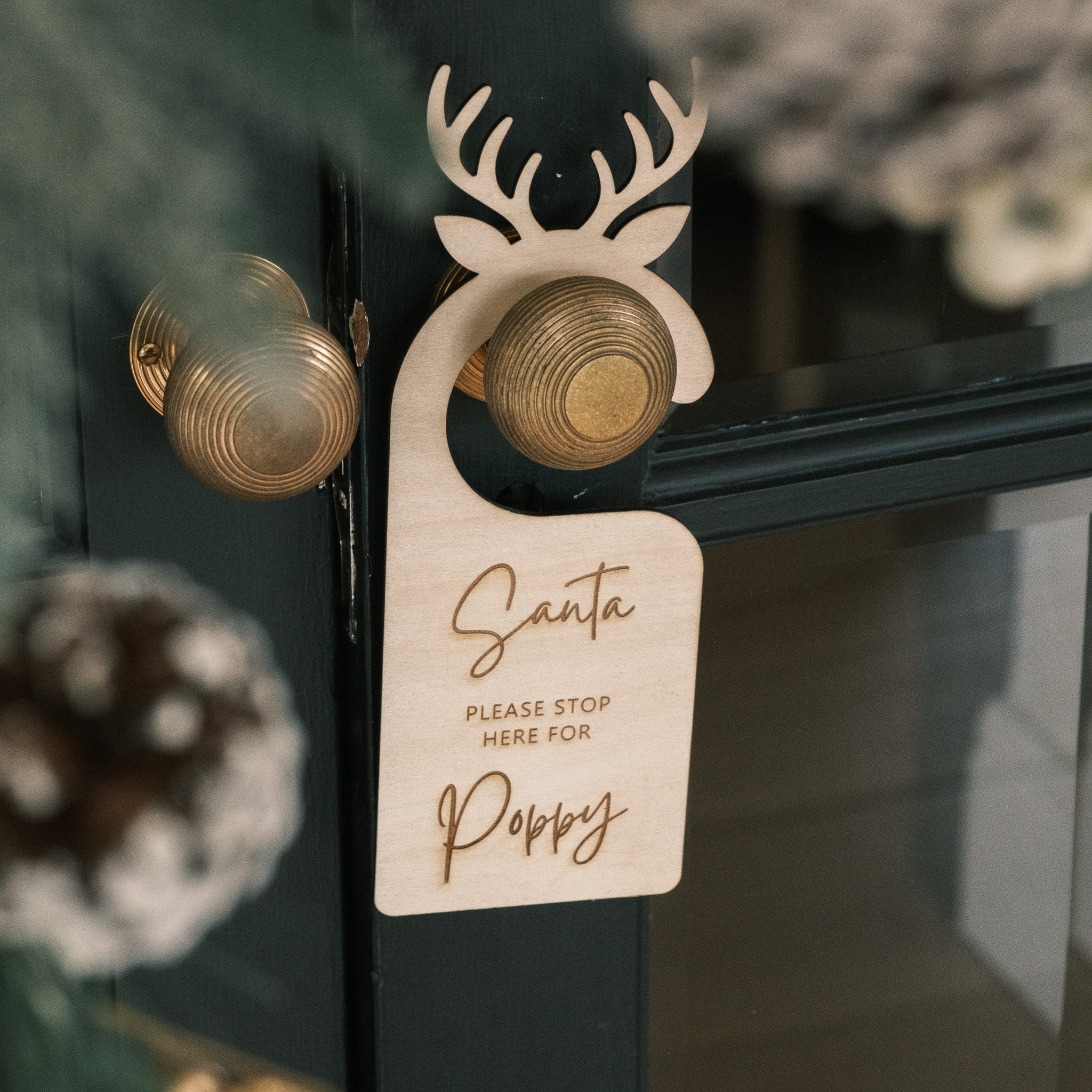 wooden reindeer names santa decoration
