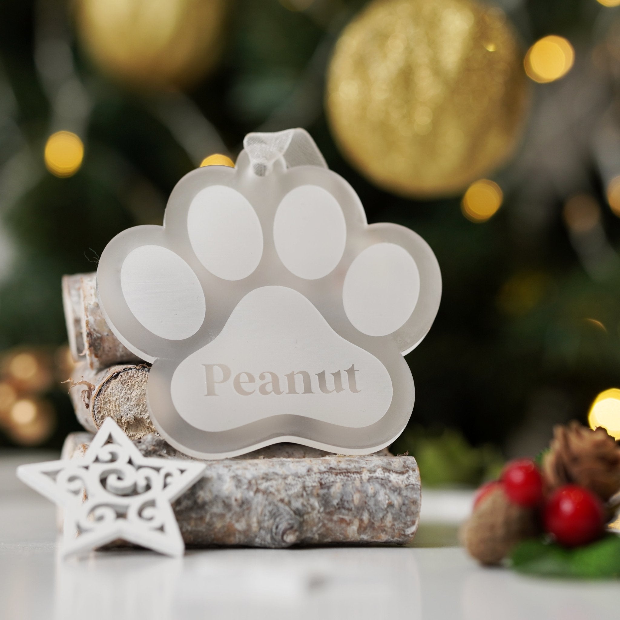 Personalised Christmas Dog Paw Bauble