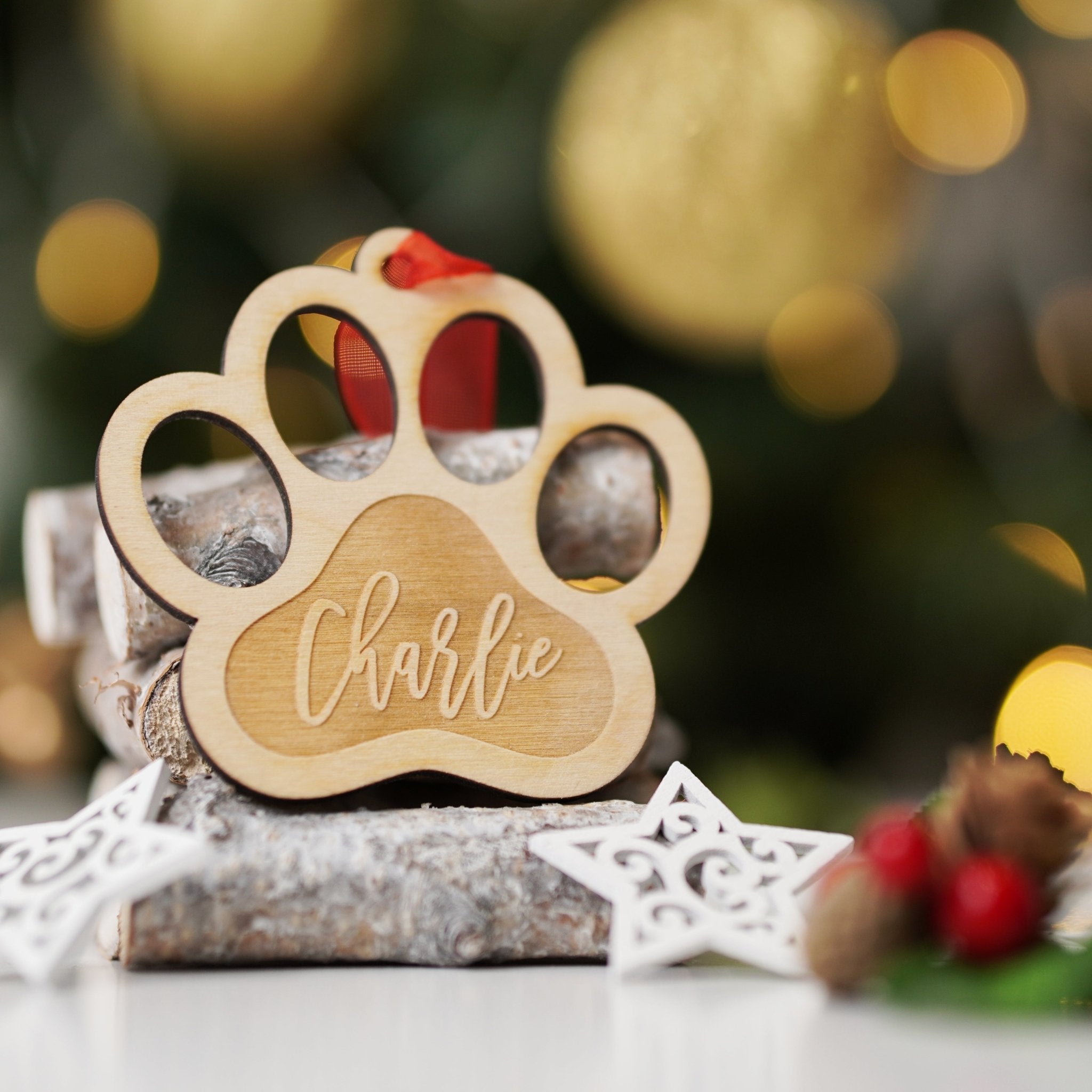 Personalised Christmas Dog Paw Ornaments
