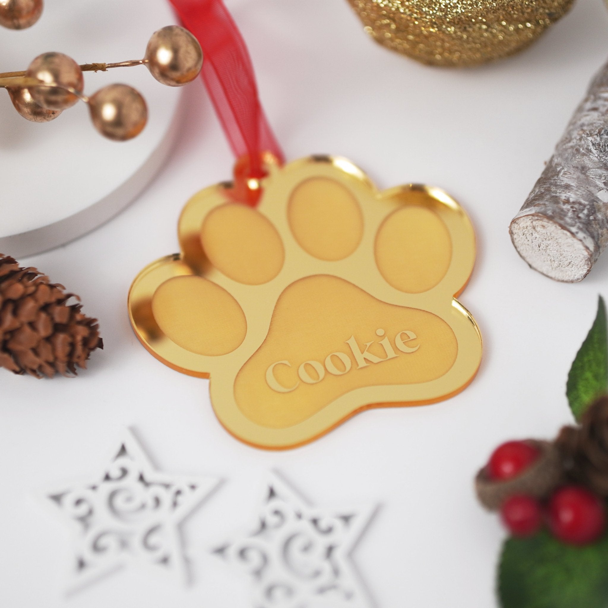 Personalised Christmas Dog Paw Bauble