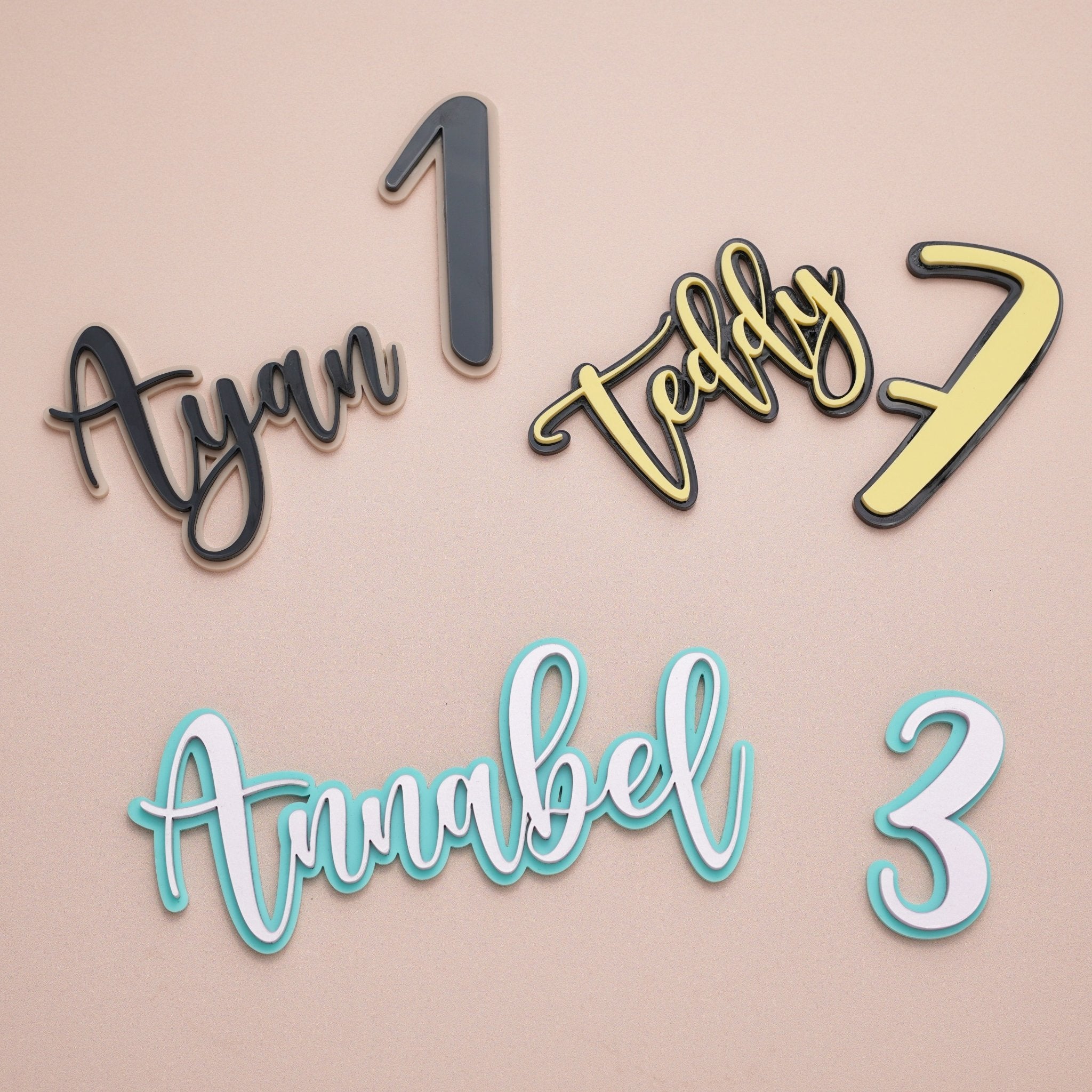 Double Layer Charm Name and Number Set