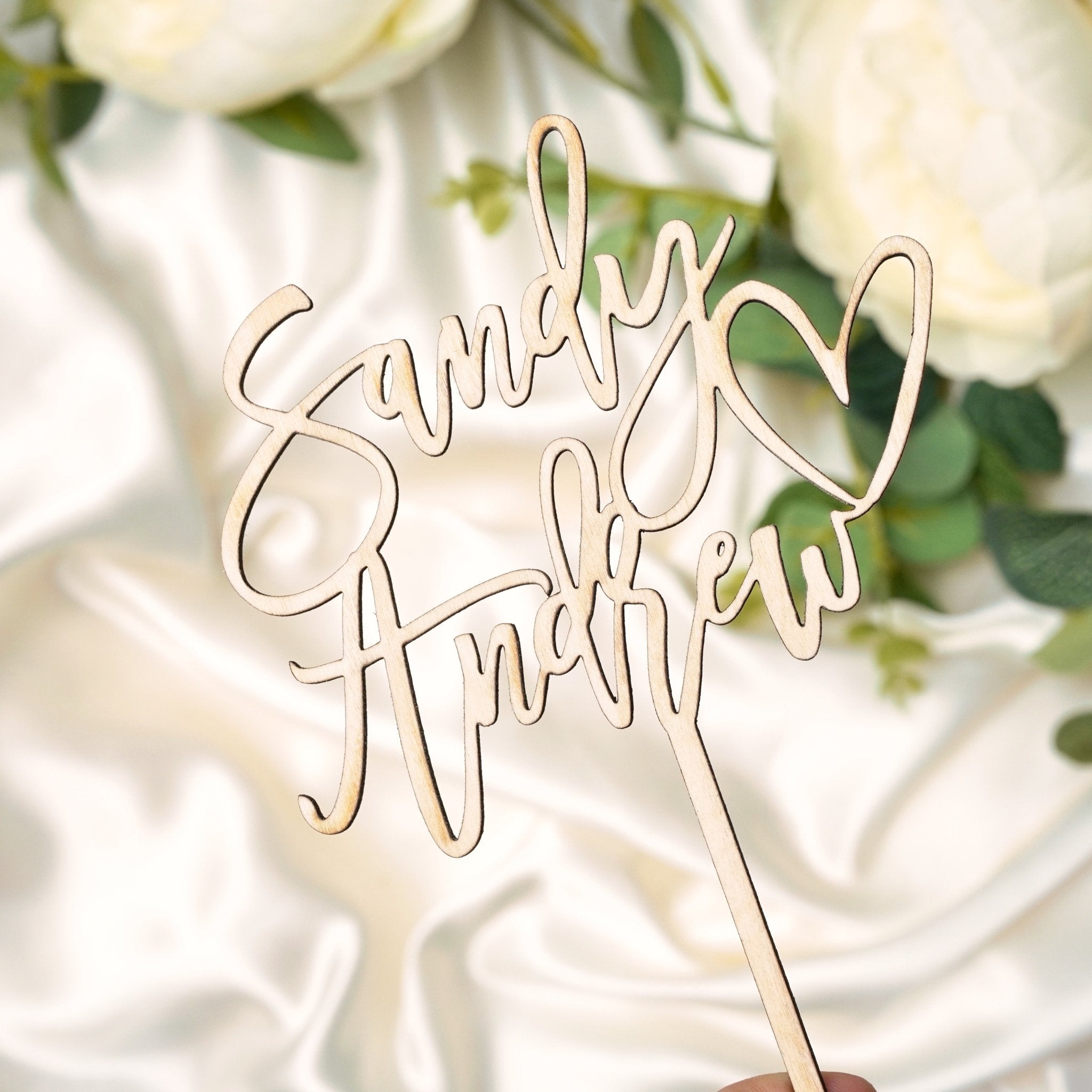 Personalised cake topper with heart