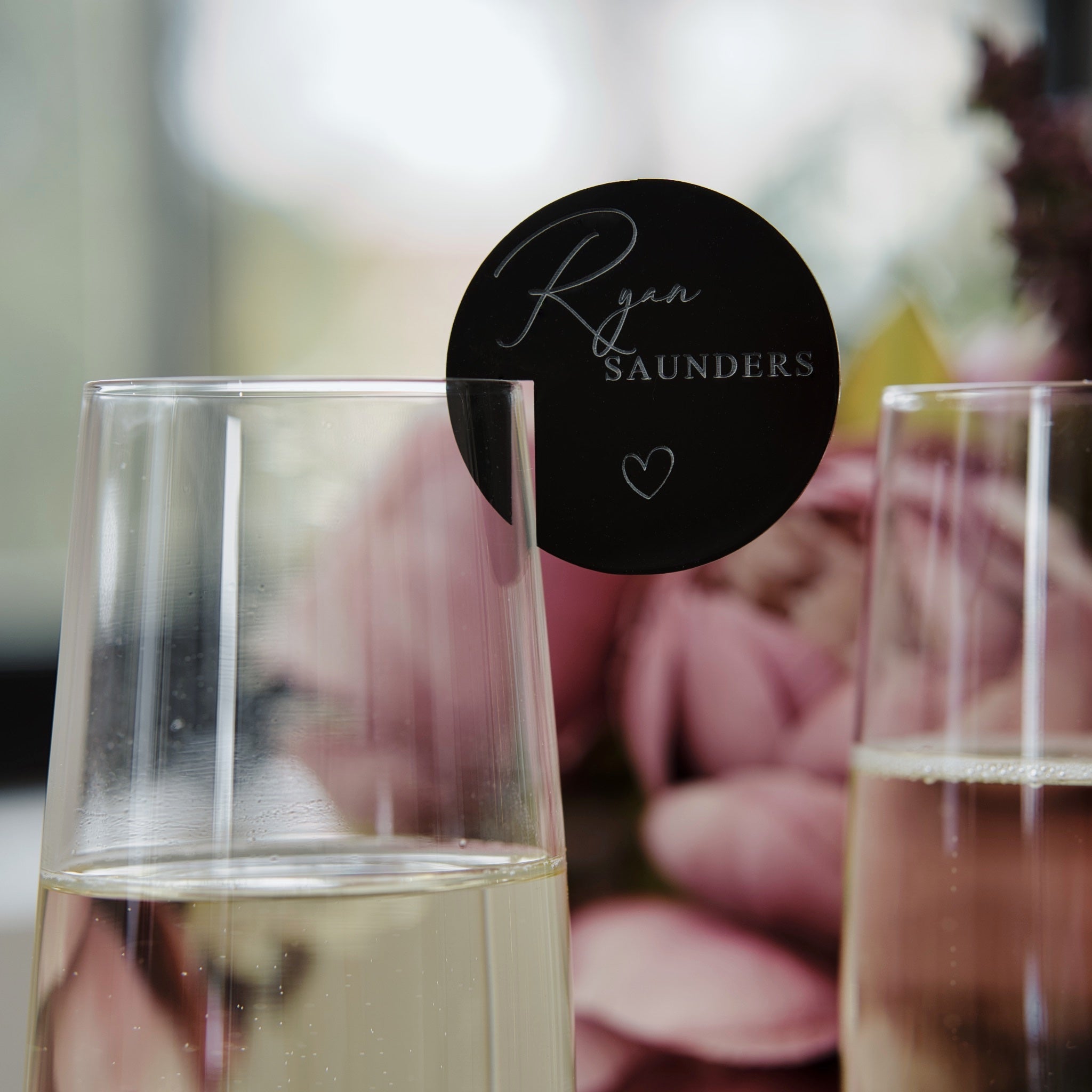 Personalised champagne Charms With Heart Detail