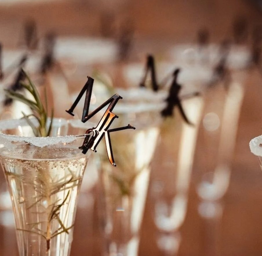 Wedding initials drink tags
