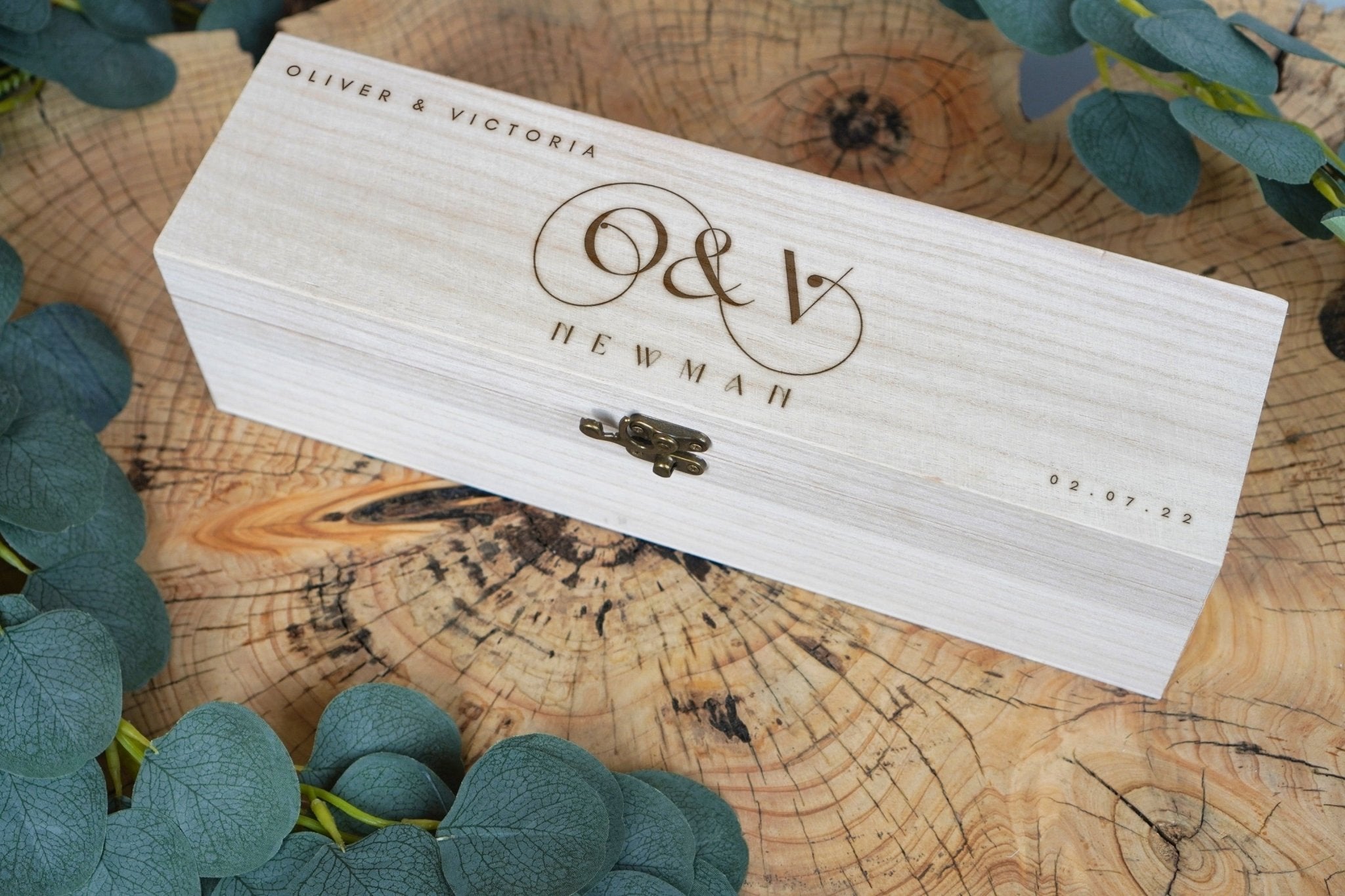 Engraved Wooden Wine Bottle Box Gift
