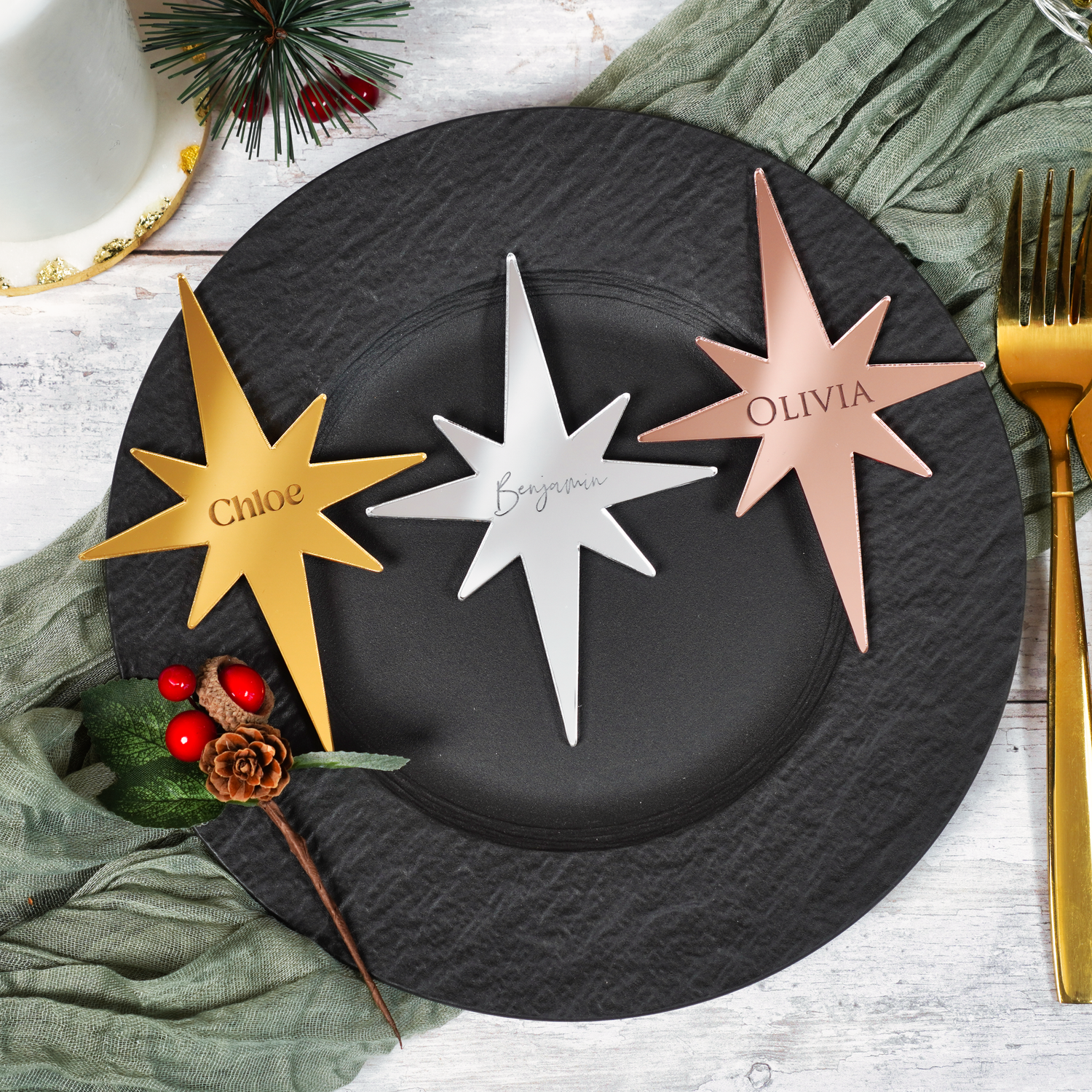 Star Christmas Place Name Setting