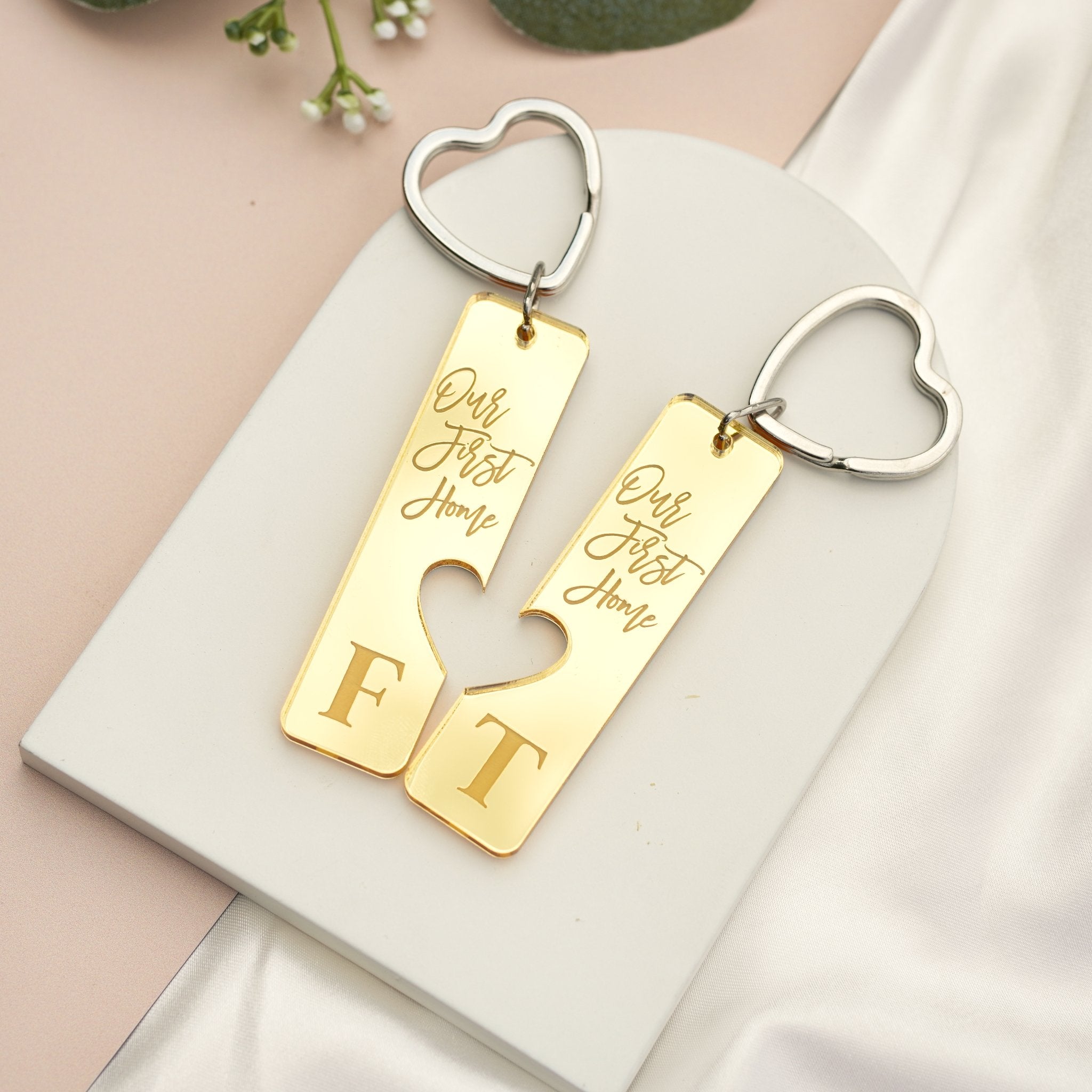 our first home acrylic personalised initial key ring