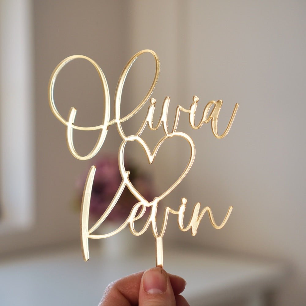 Personalised Wedding Cake Topper with Heart