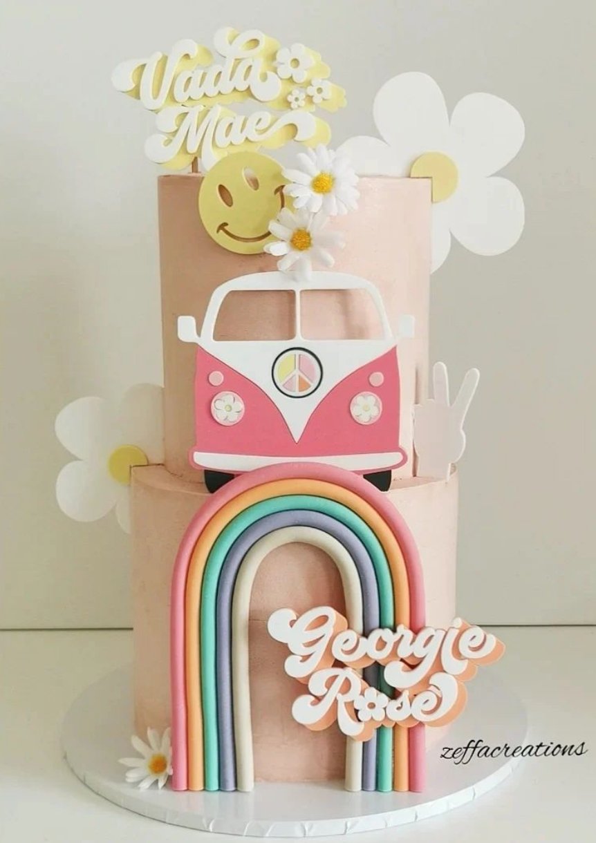 Groovy cake topper set