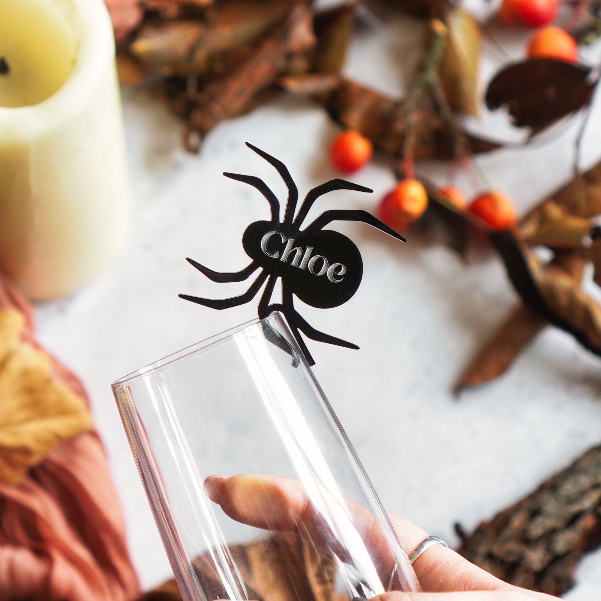 Halloween Party Spider Acrylic Drink Tags
