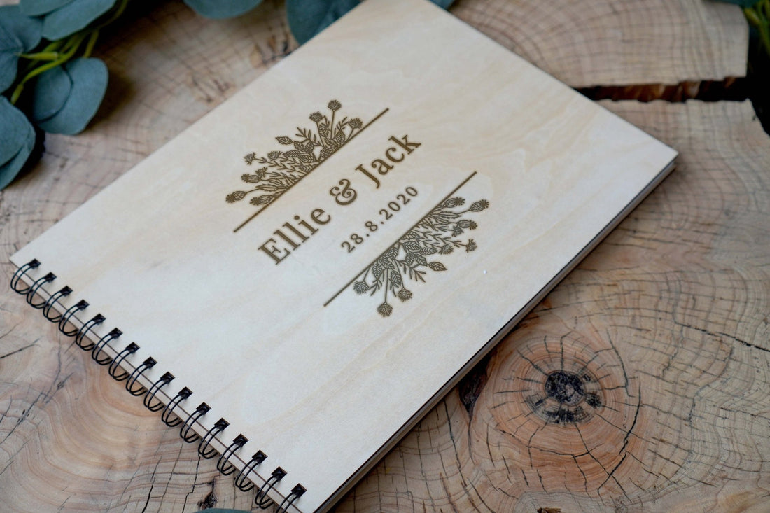 Personalised A4 Wooden Wedding Guest Book