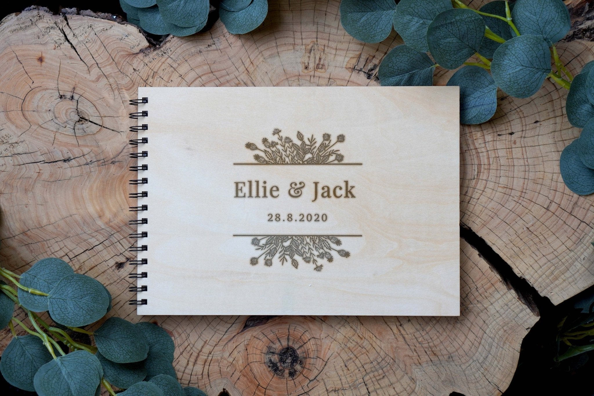 Personalised A4 Wooden Wedding Guest Book