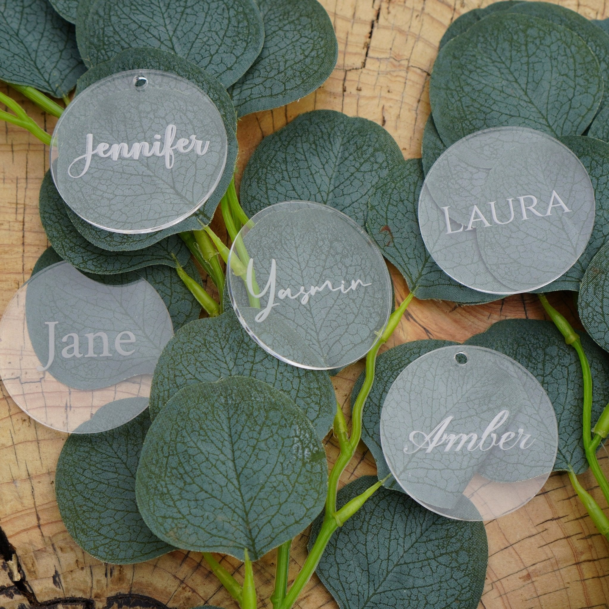 Mirrored Acrylic Personalised Wedding Name Tags