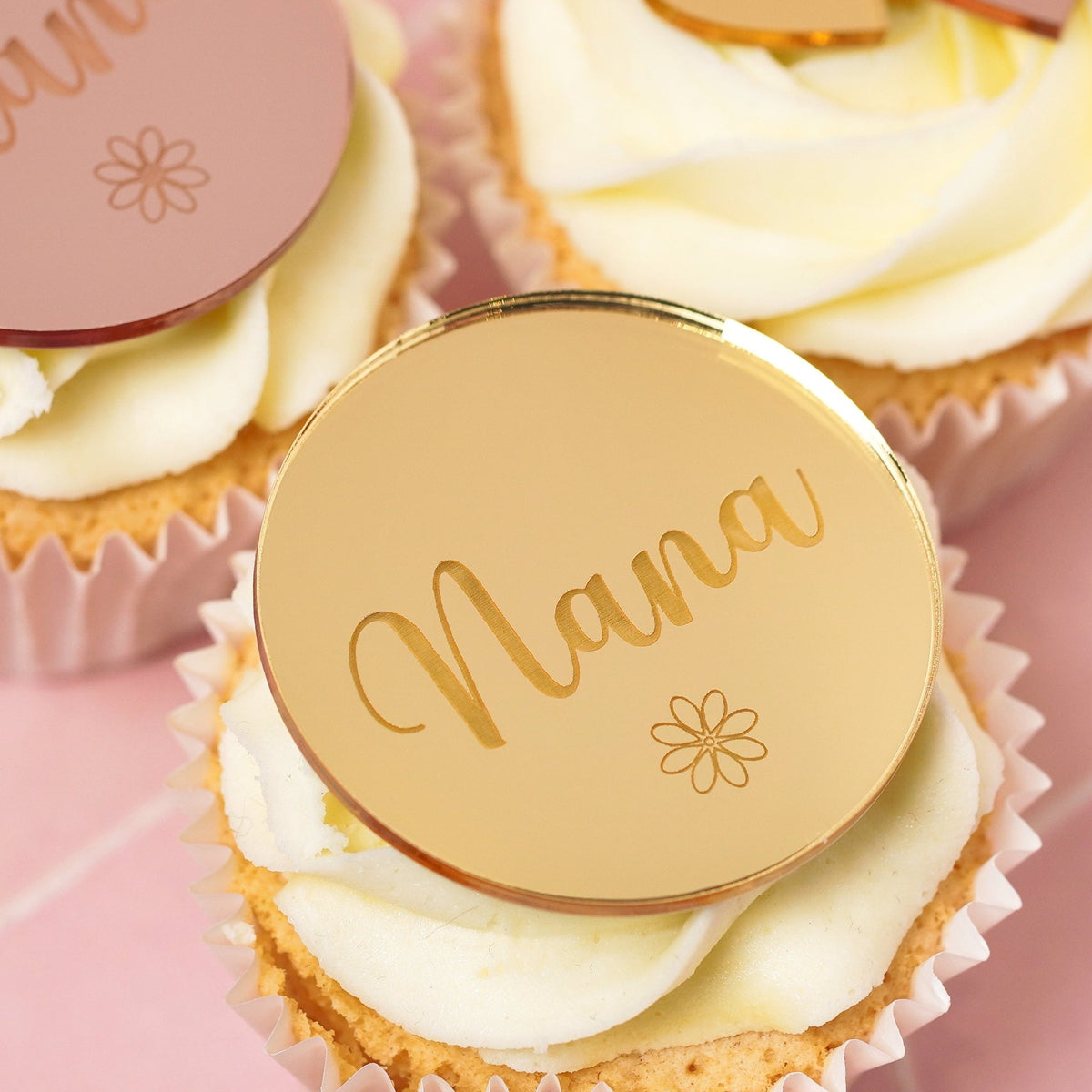 Mirror Acrylic Nana Birthday Cake Disc/Gift Tag