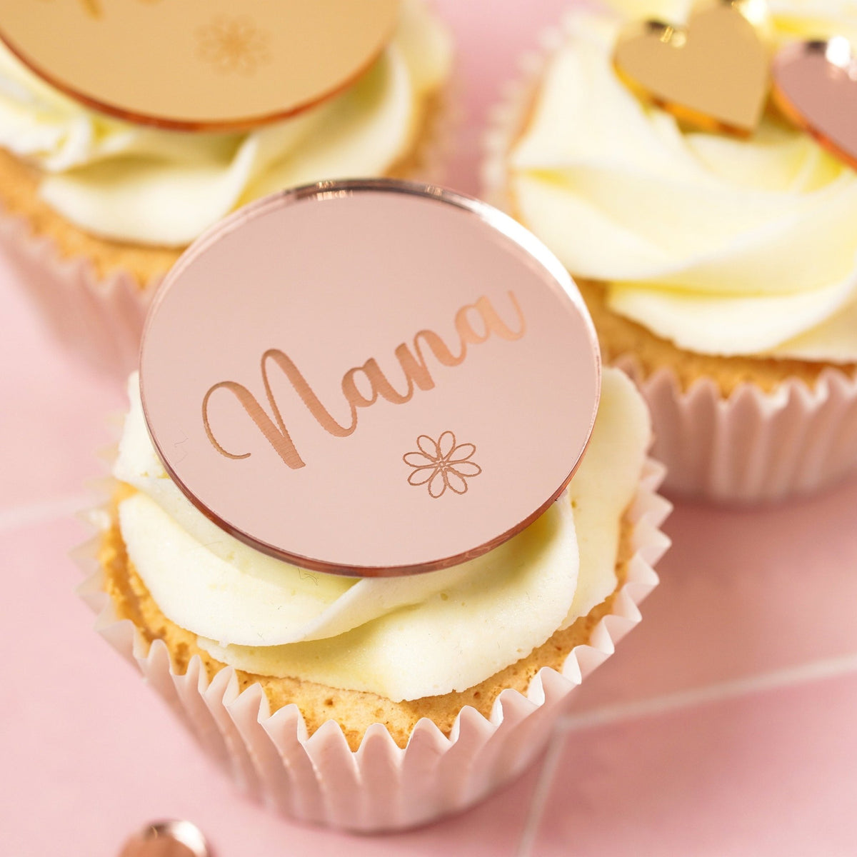Mirror Acrylic Nana Birthday Cake Disc/Gift Tag