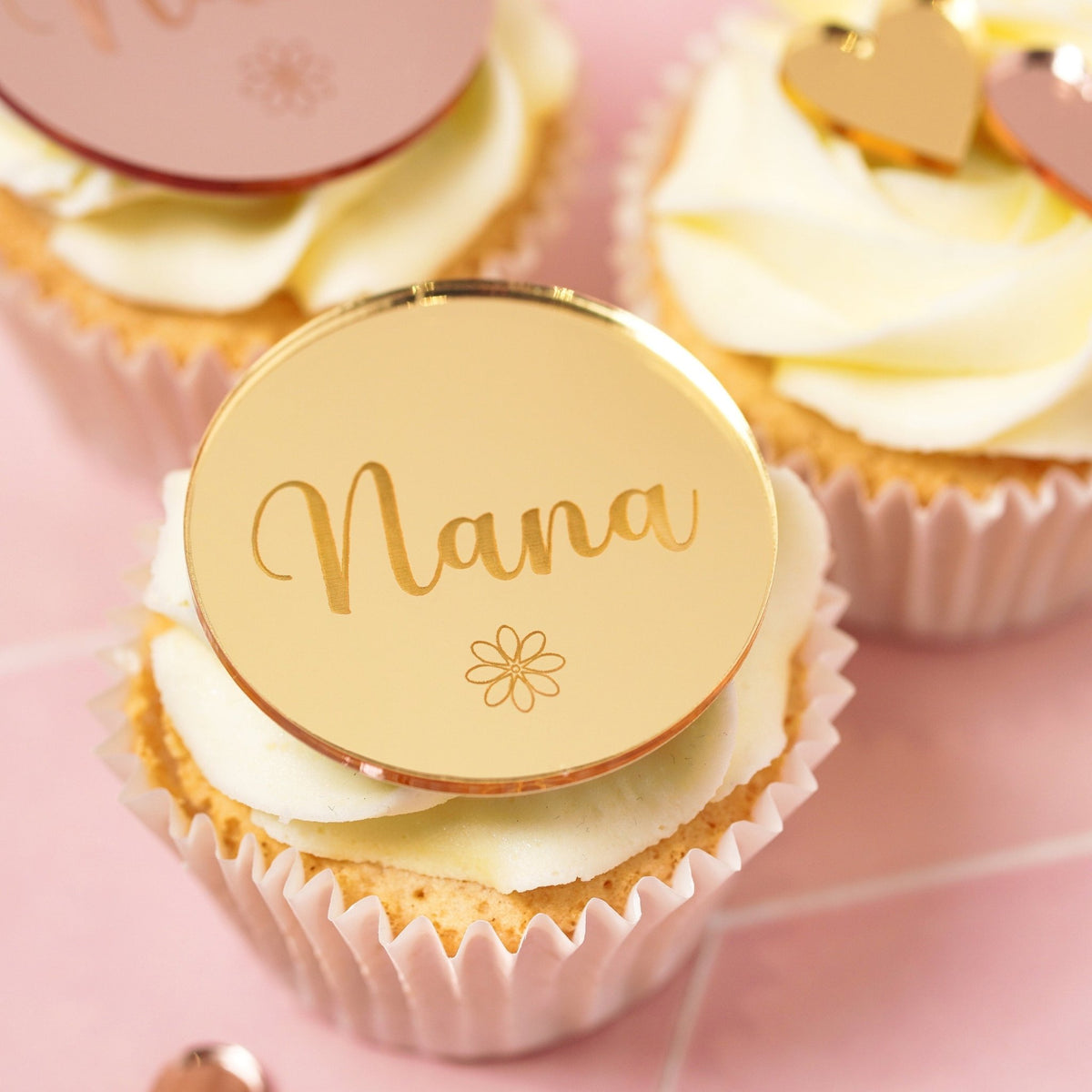 Mirror Acrylic Nana Birthday Cake Disc/Gift Tag